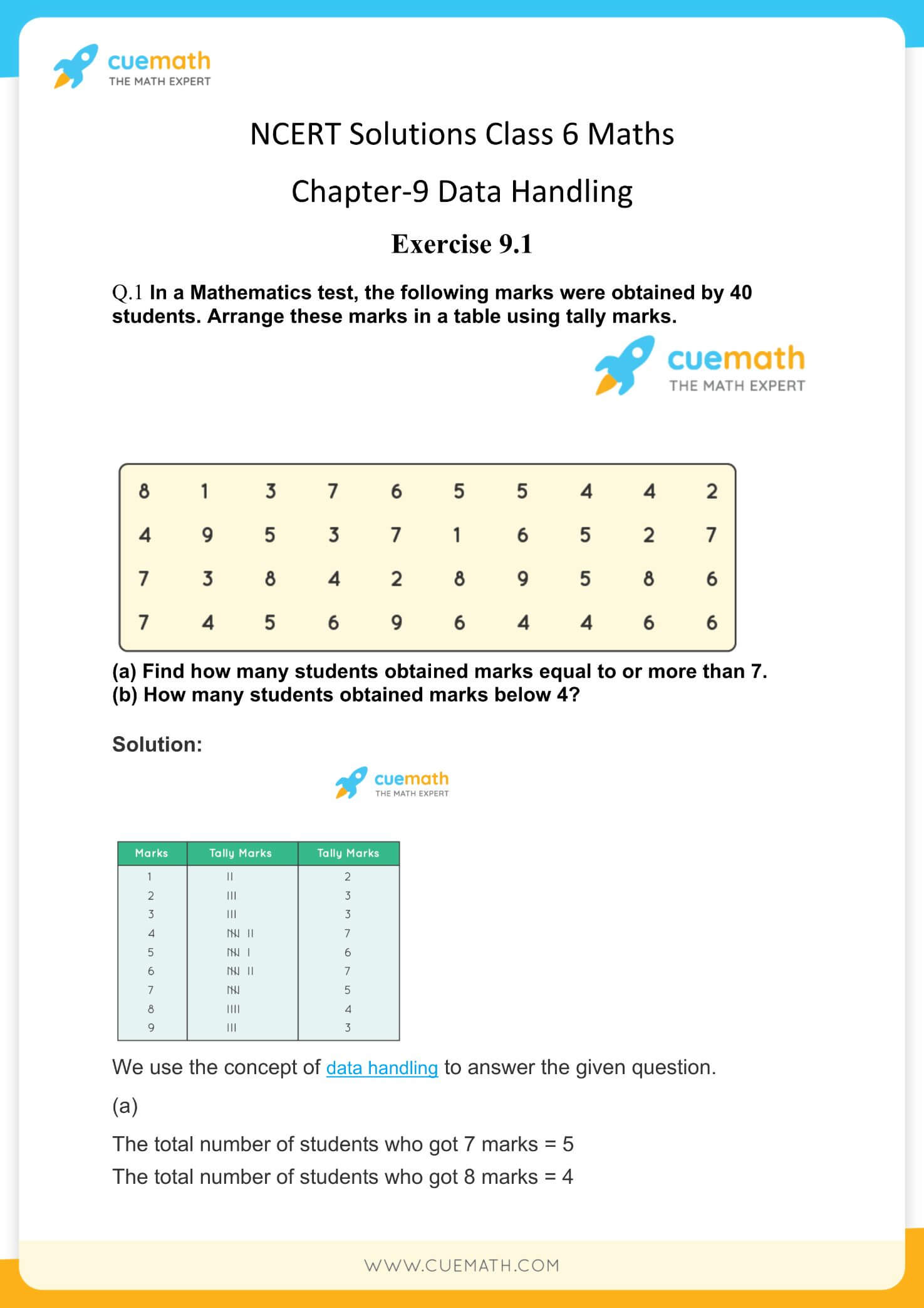 NCERT Solutions Class 6 Maths Chapter 9
