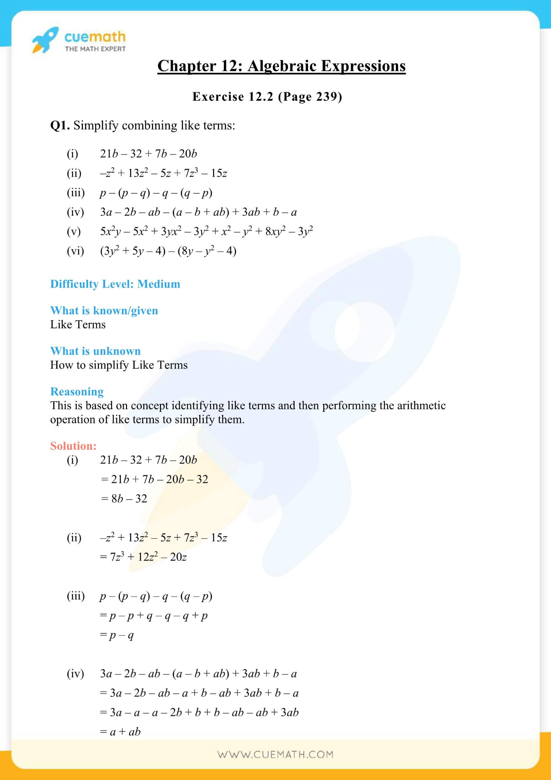 NCERT Solutions Class 7 Math Chapter 12 Algebraic Expressions 8