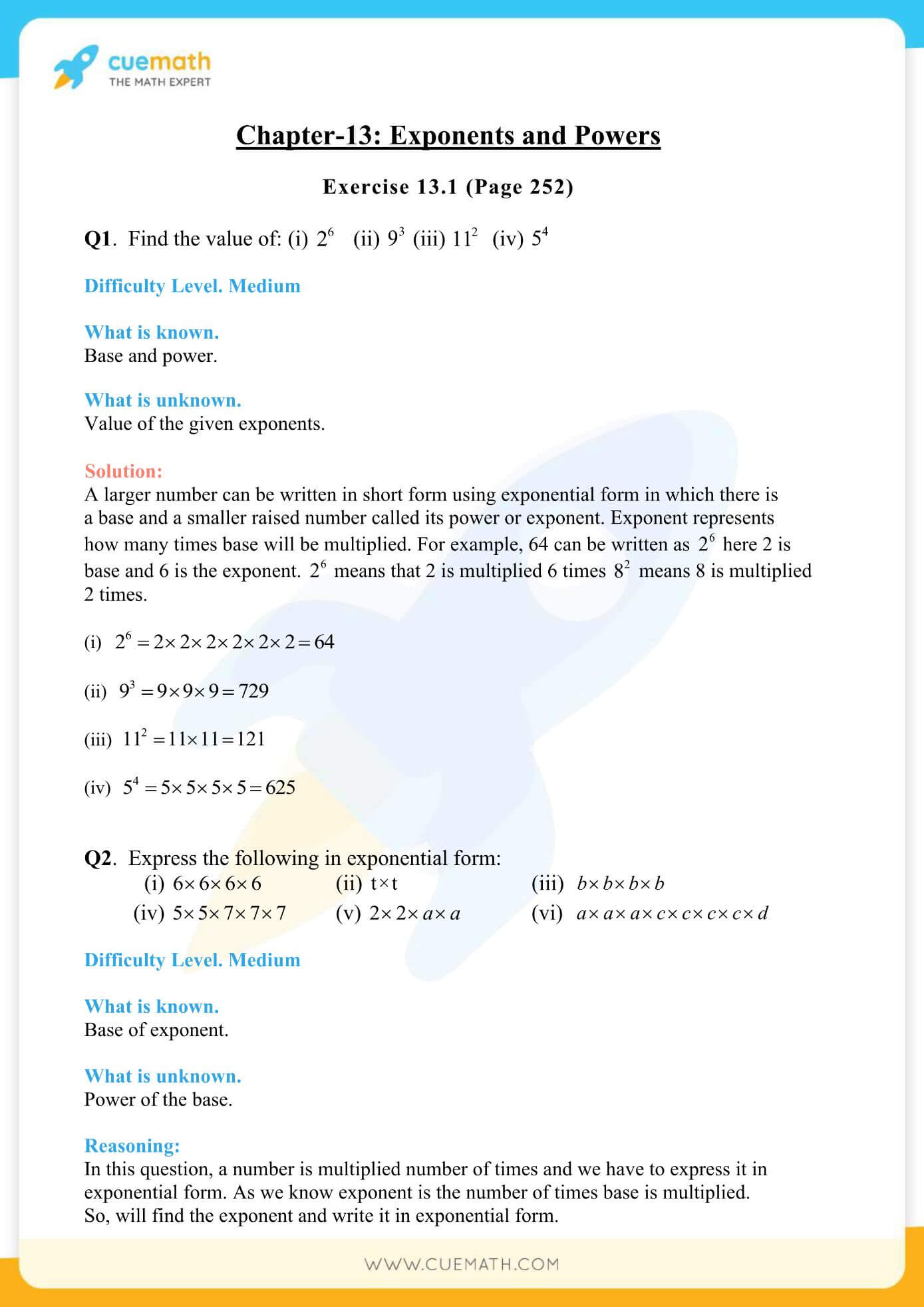 NCERT Solutions Class 7 Math Chapter 13 Exponents And Powers 1