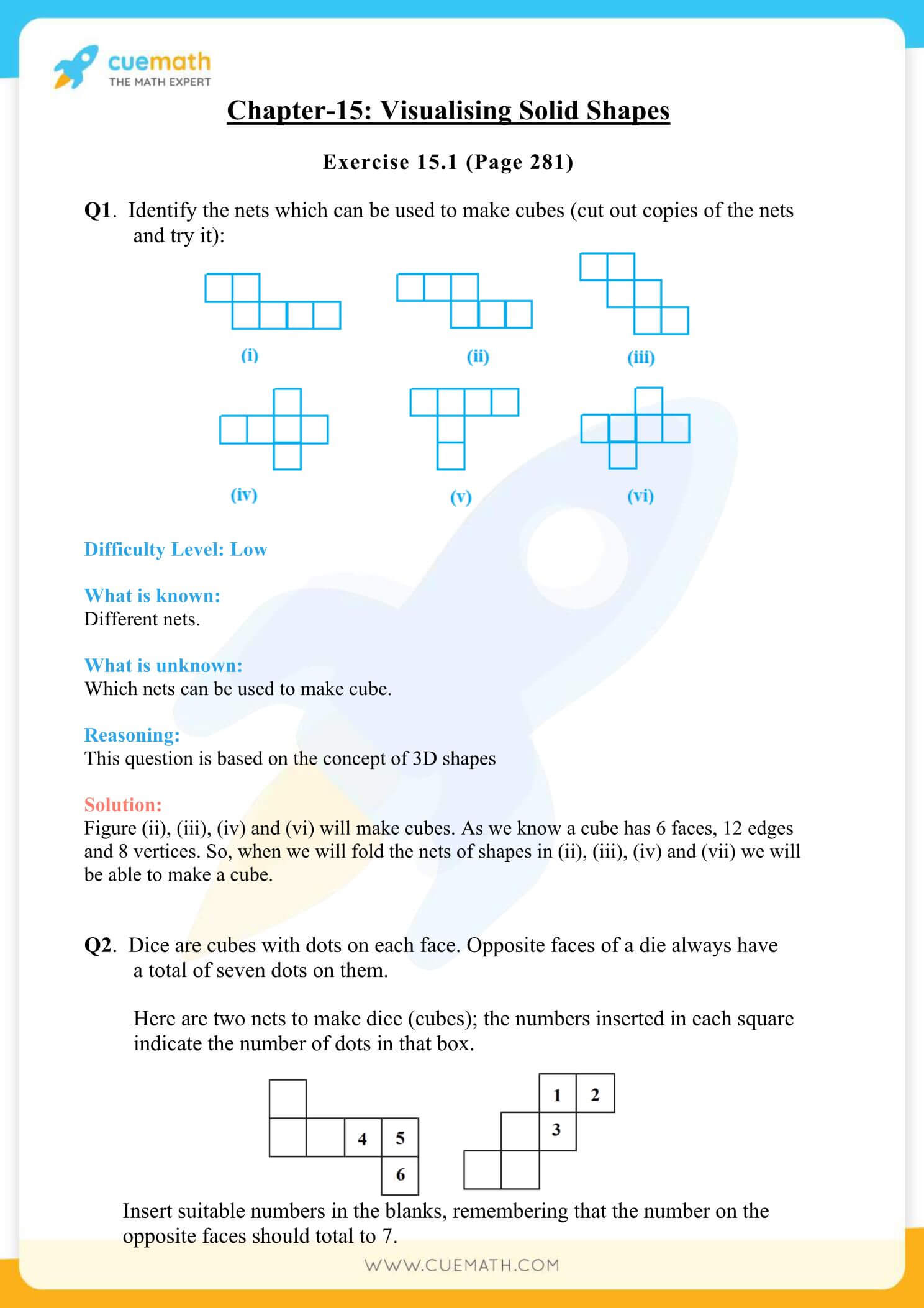 NCERT Solutions Class 7 Math Chapter 15 Visualising Solid Shapes 1