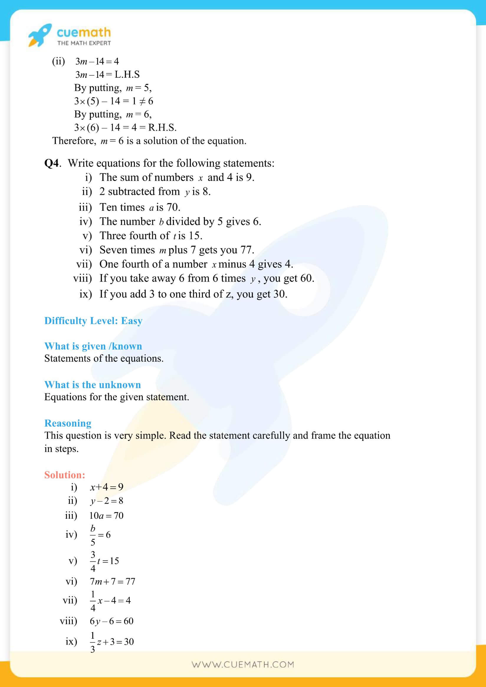 NCERT Solutions Class 7 Math Chapter 4 Exercise 4.1 6