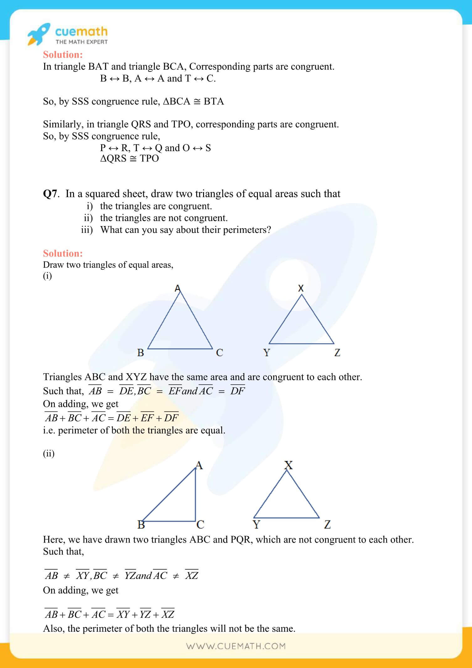 NCERT Solutions Class 7 Math Chapter 7 Congruence Of Triangles 9