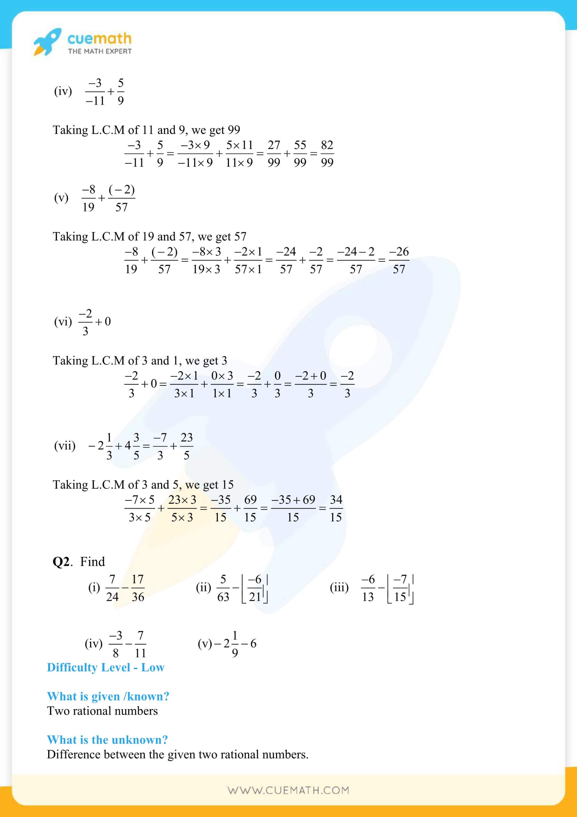 NCERT Solutions Class 7 Math Chapter 9 Rational Numbers 18