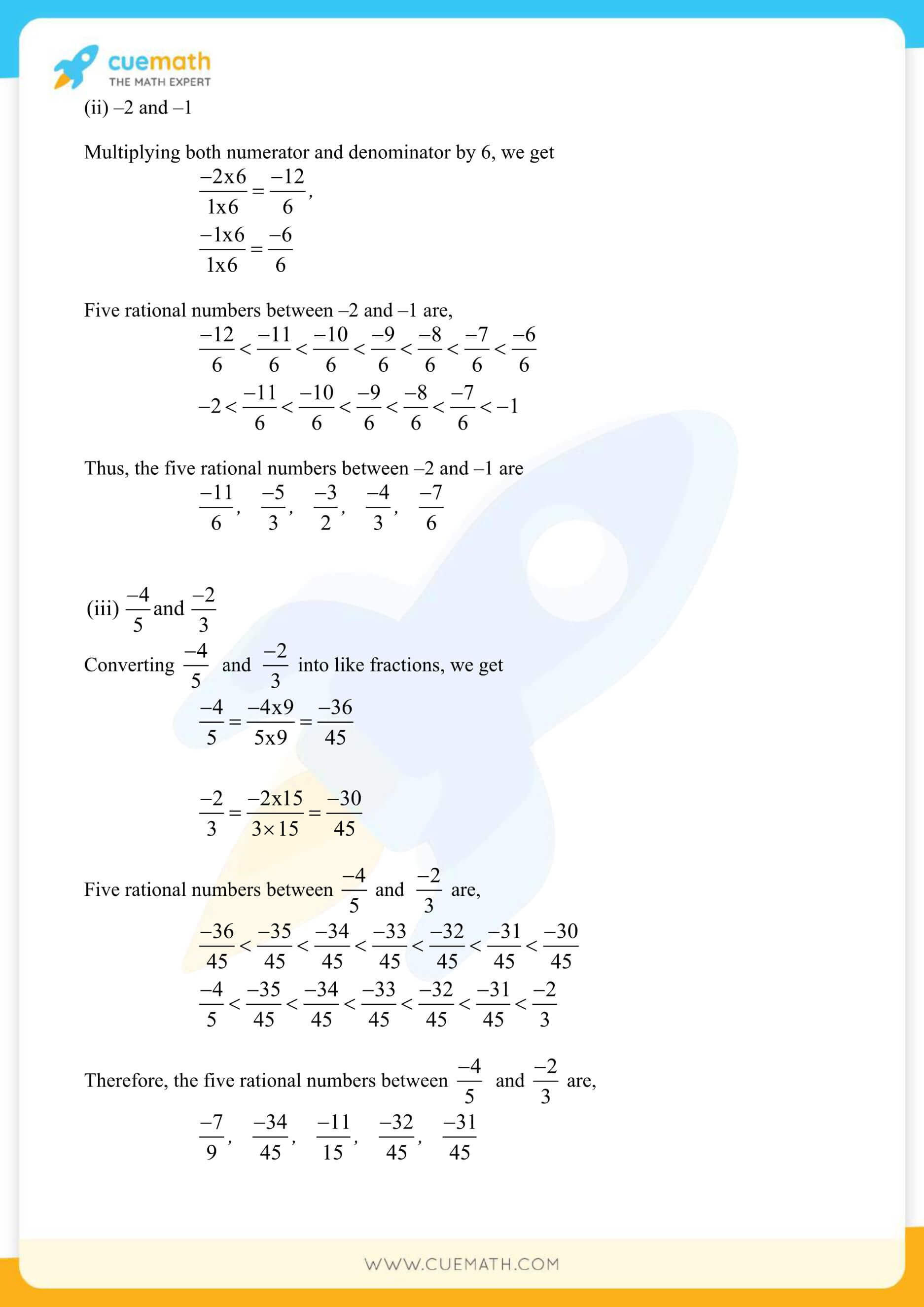 NCERT Solutions Class 7 Math Chapter 9 Rational Numbers 2