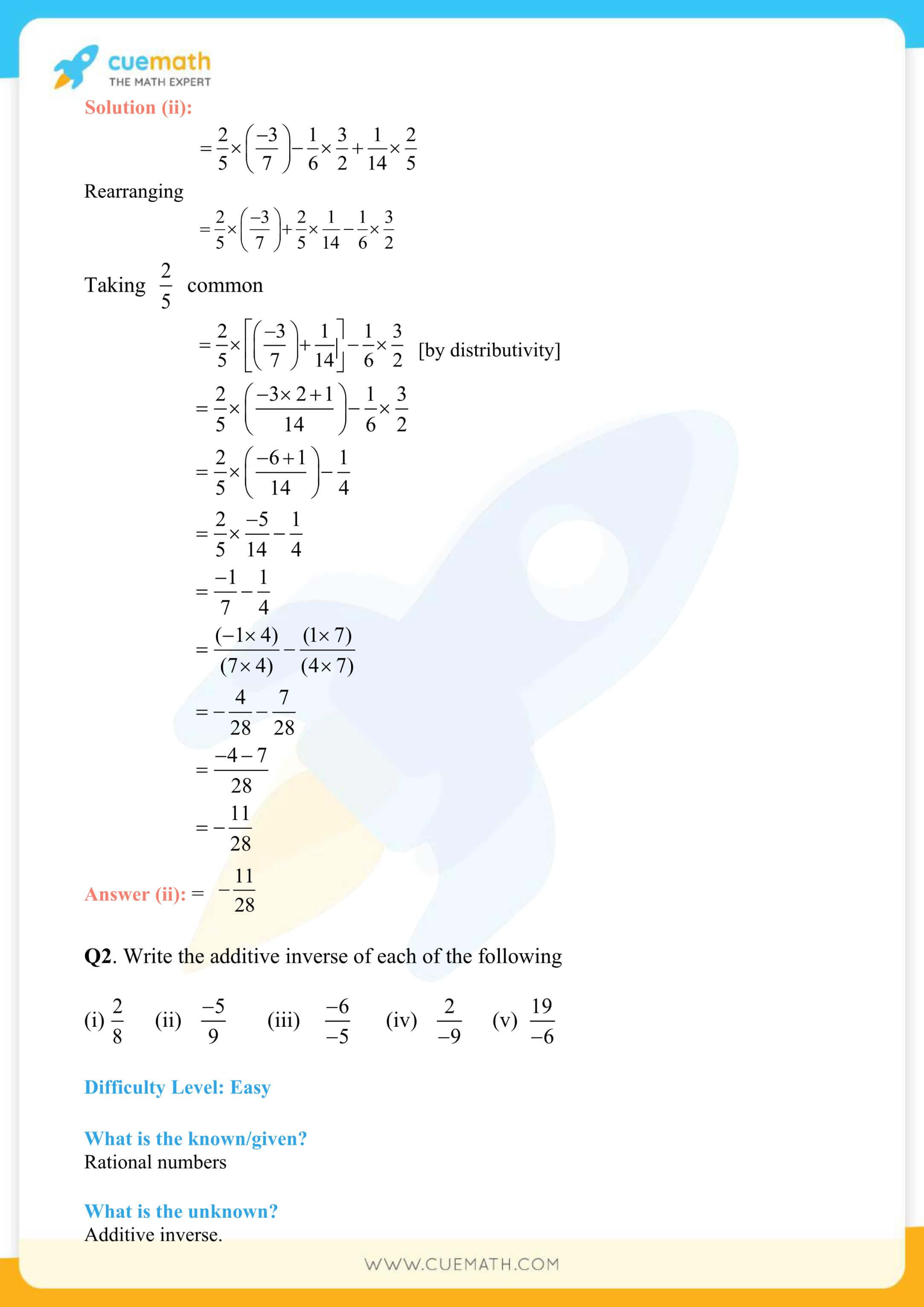NCERT Solutions Class 8 Math Chapter 1 Rational Numbers 2