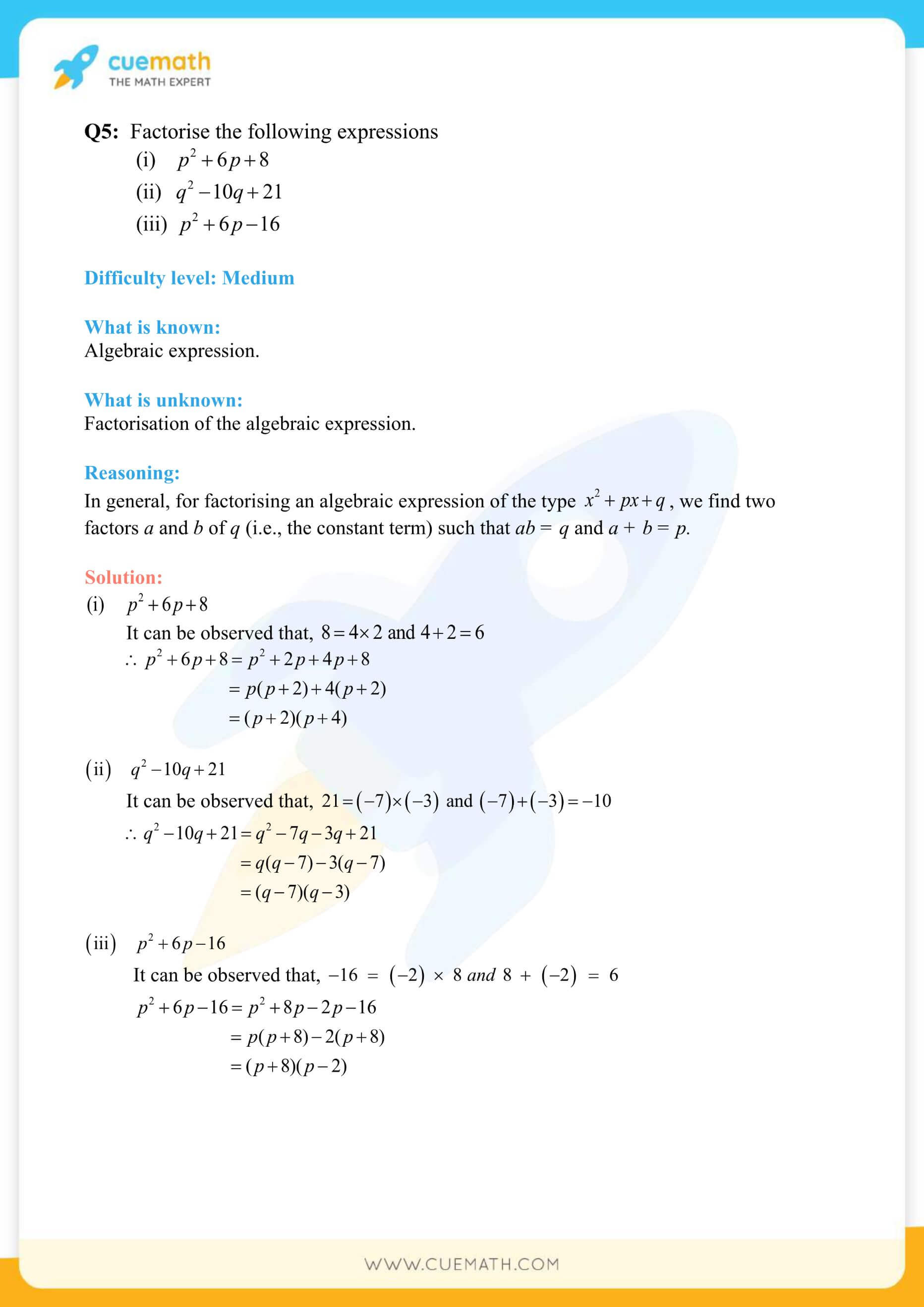 NCERT Solutions Class 8 Math Chapter 14 Factorization 12