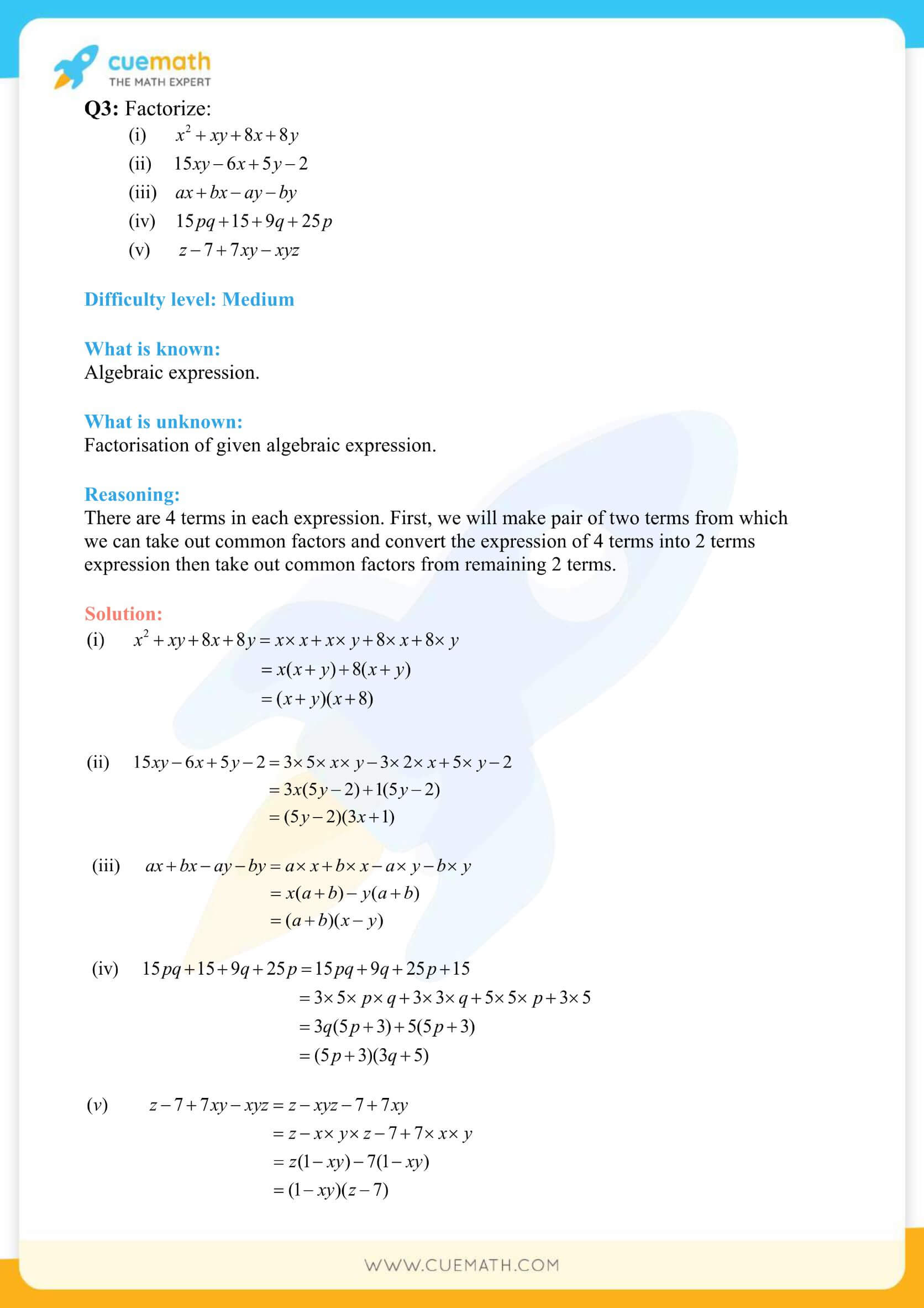 NCERT Solutions Class 8 Math Chapter 14 Factorization 5