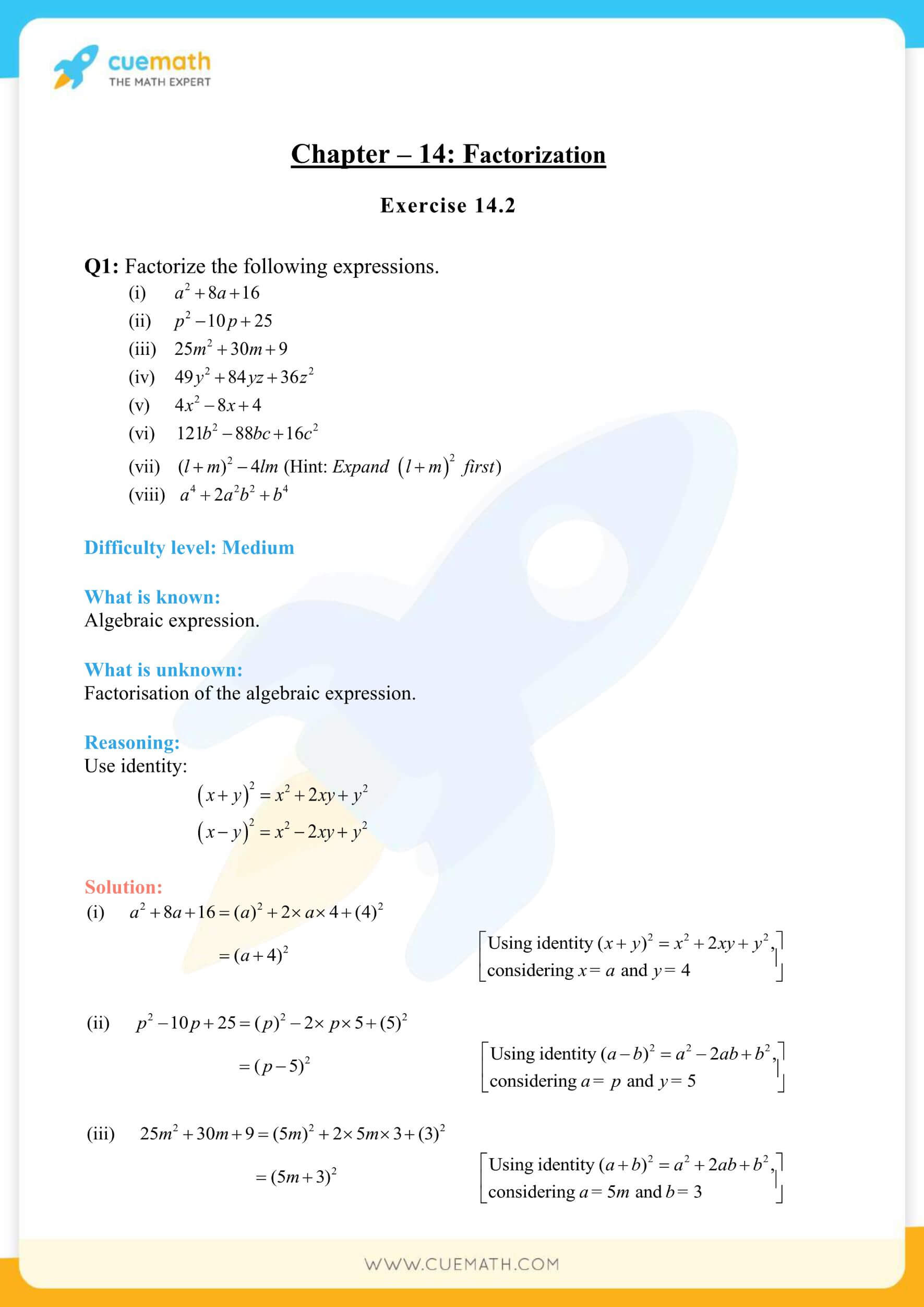 NCERT Solutions Class 8 Math Chapter 14 Factorization 6
