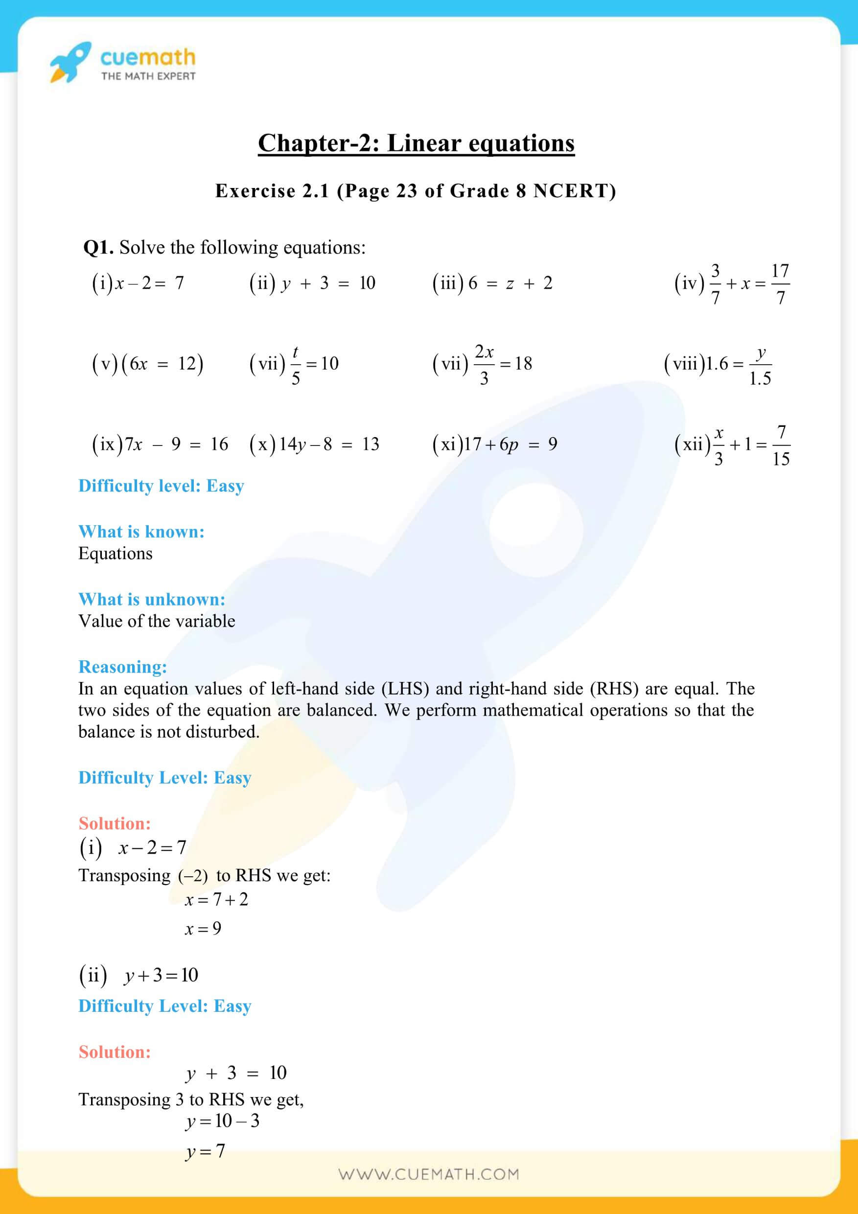 NCERT Solutions Class 8 Maths Chapter 2 Exercise 2 1 Download PDF