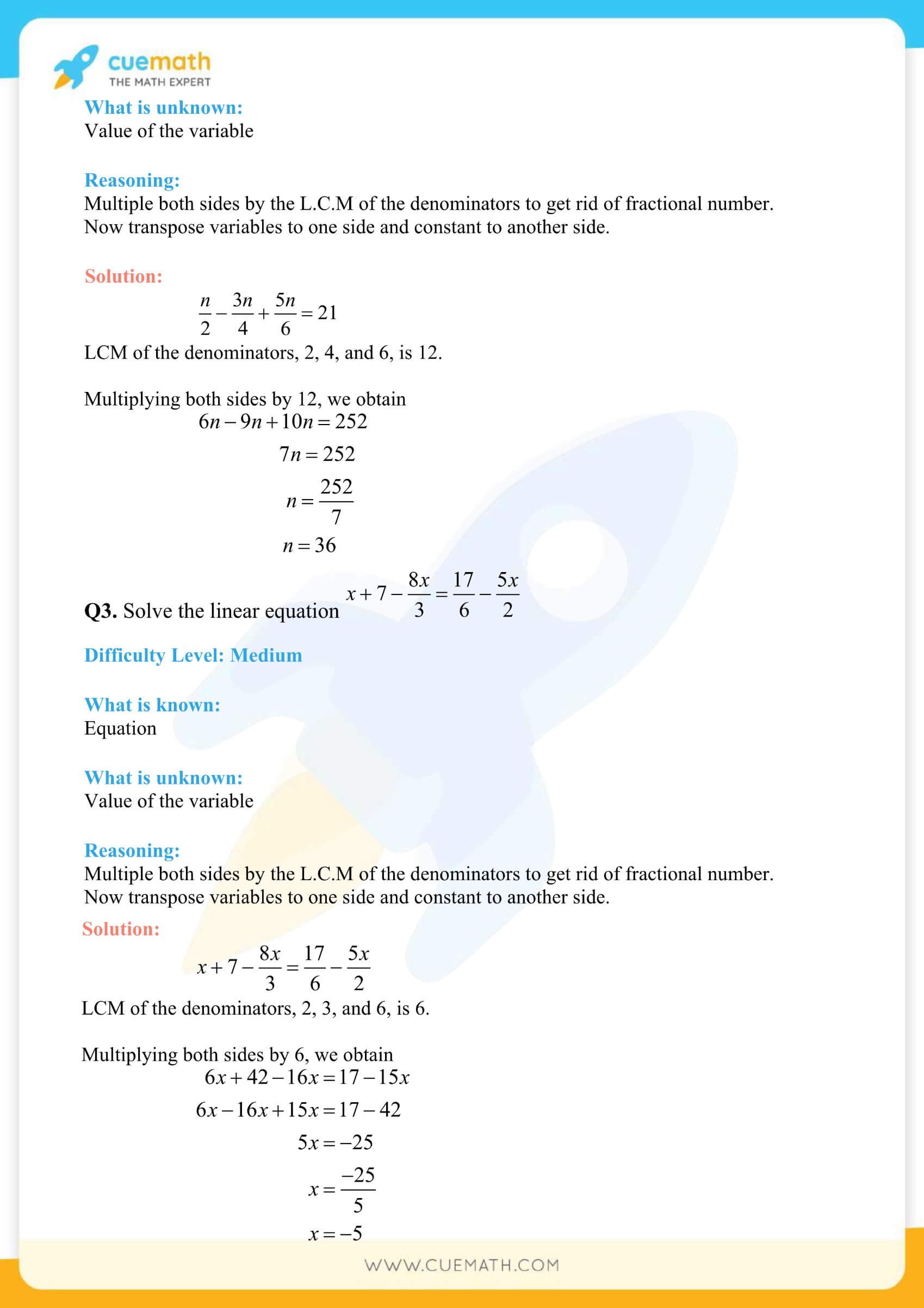 NCERT Solutions Class 8 Math Chapter 2 Linear Equations In One Variable 34