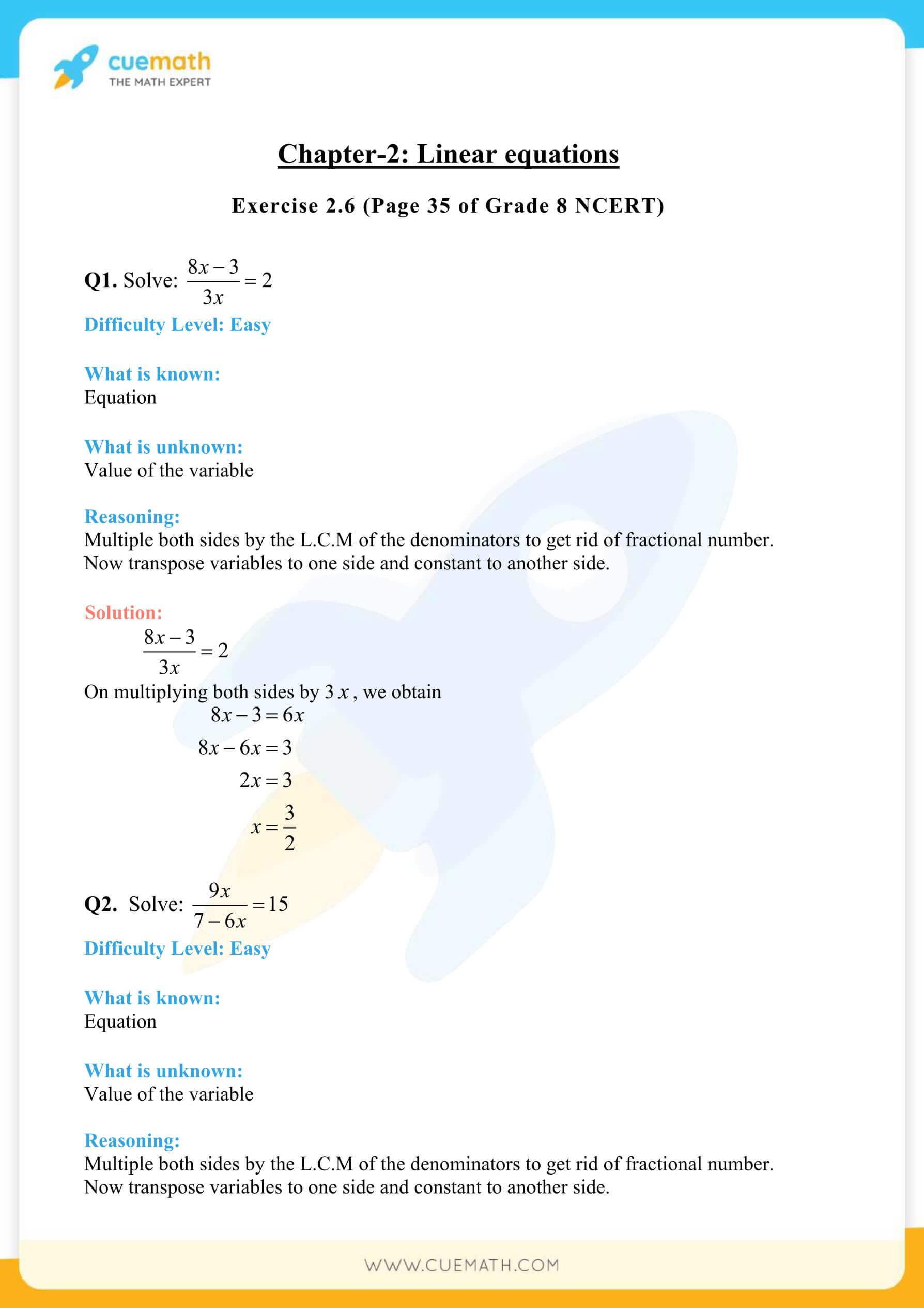 NCERT Solutions Class 8 Math Chapter 2 Exercise 2.6 40