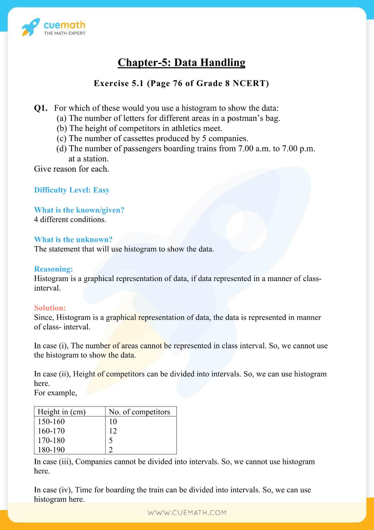 NCERT Solutions Class 8 Math Chapter 5 Exercise 5.1 1