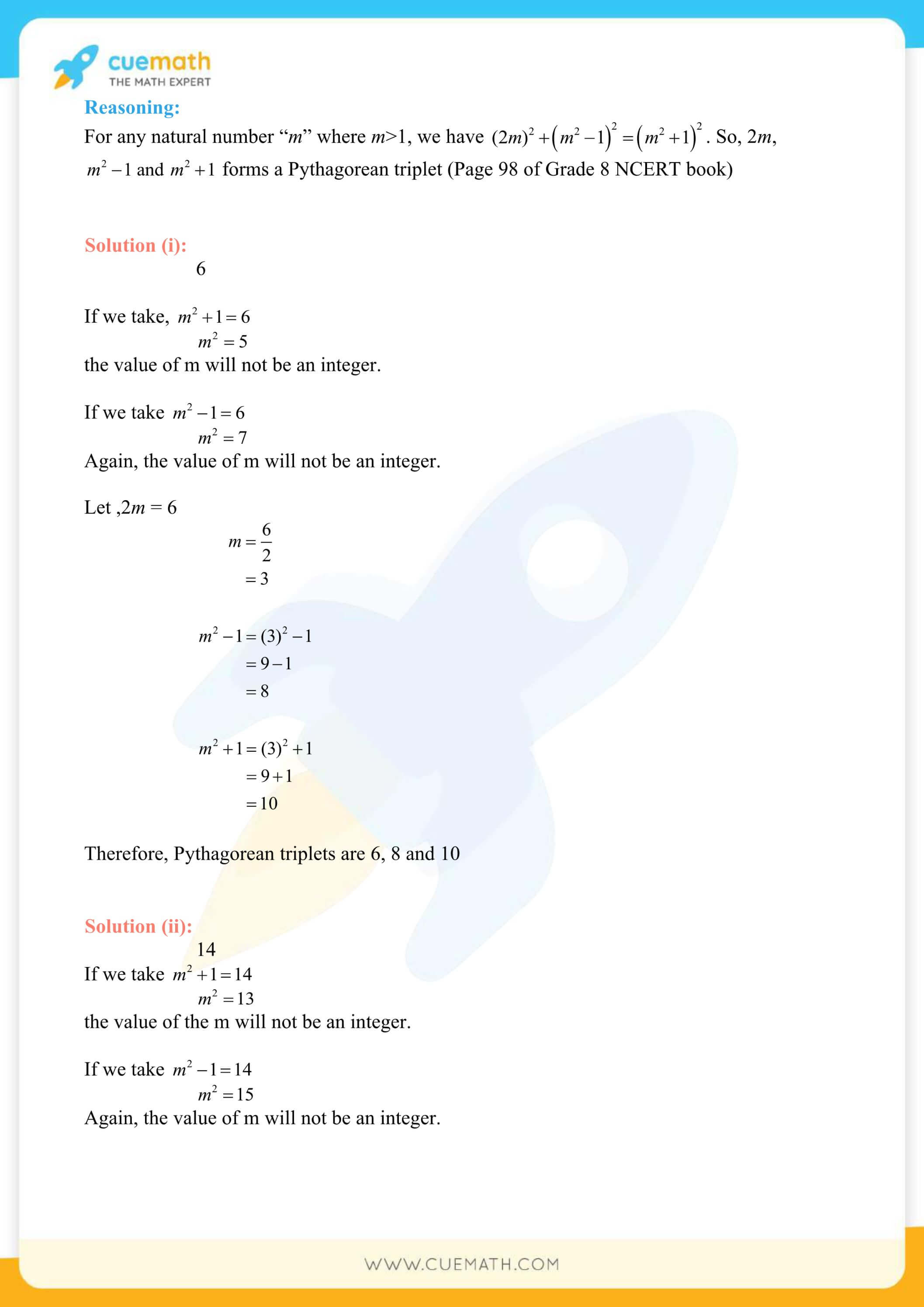 NCERT Solutions Class 8 Math Chapter 6 Squares And Square Roots 10