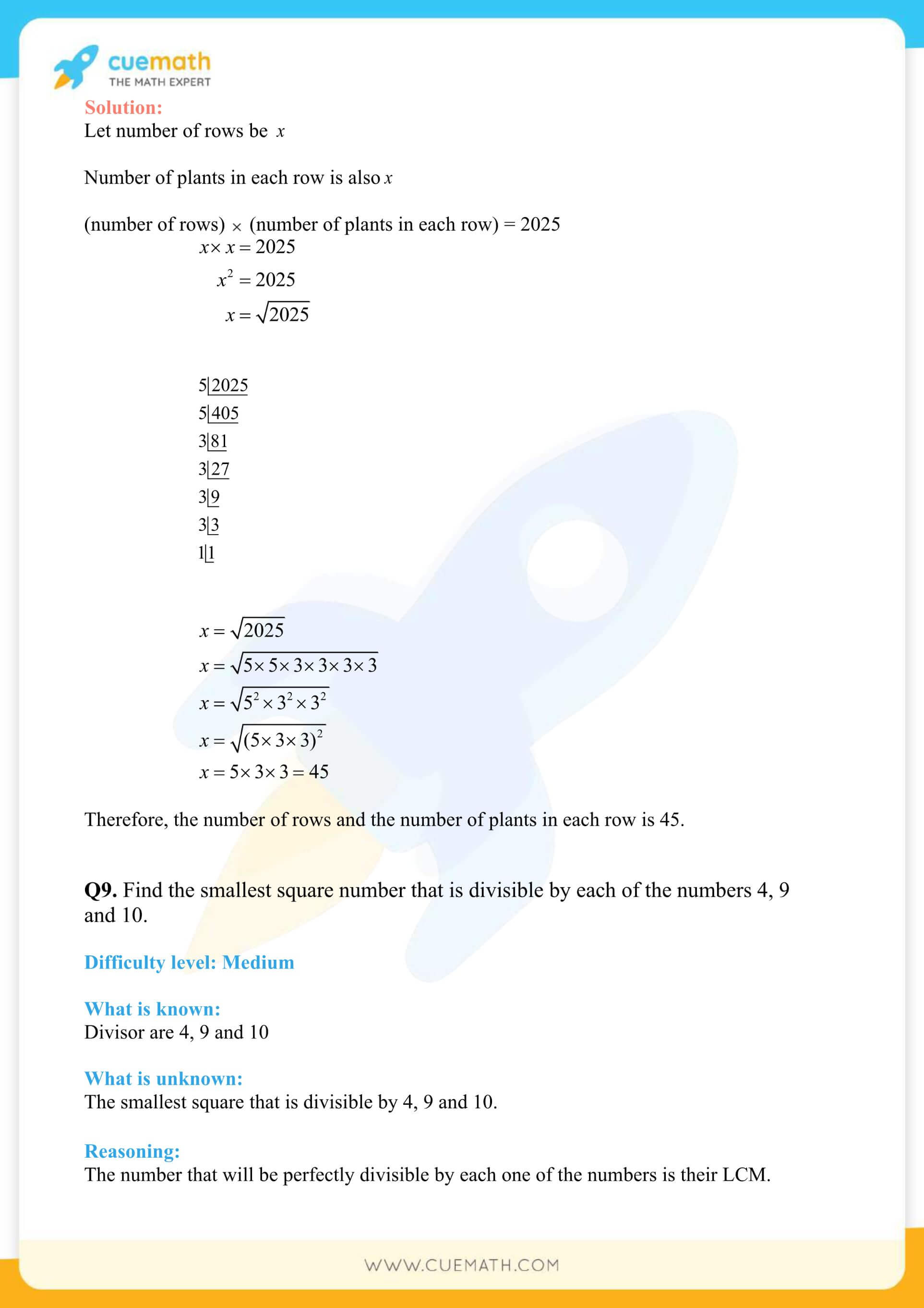 NCERT Solutions Class 8 Math Chapter 6 Squares And Square Roots 26