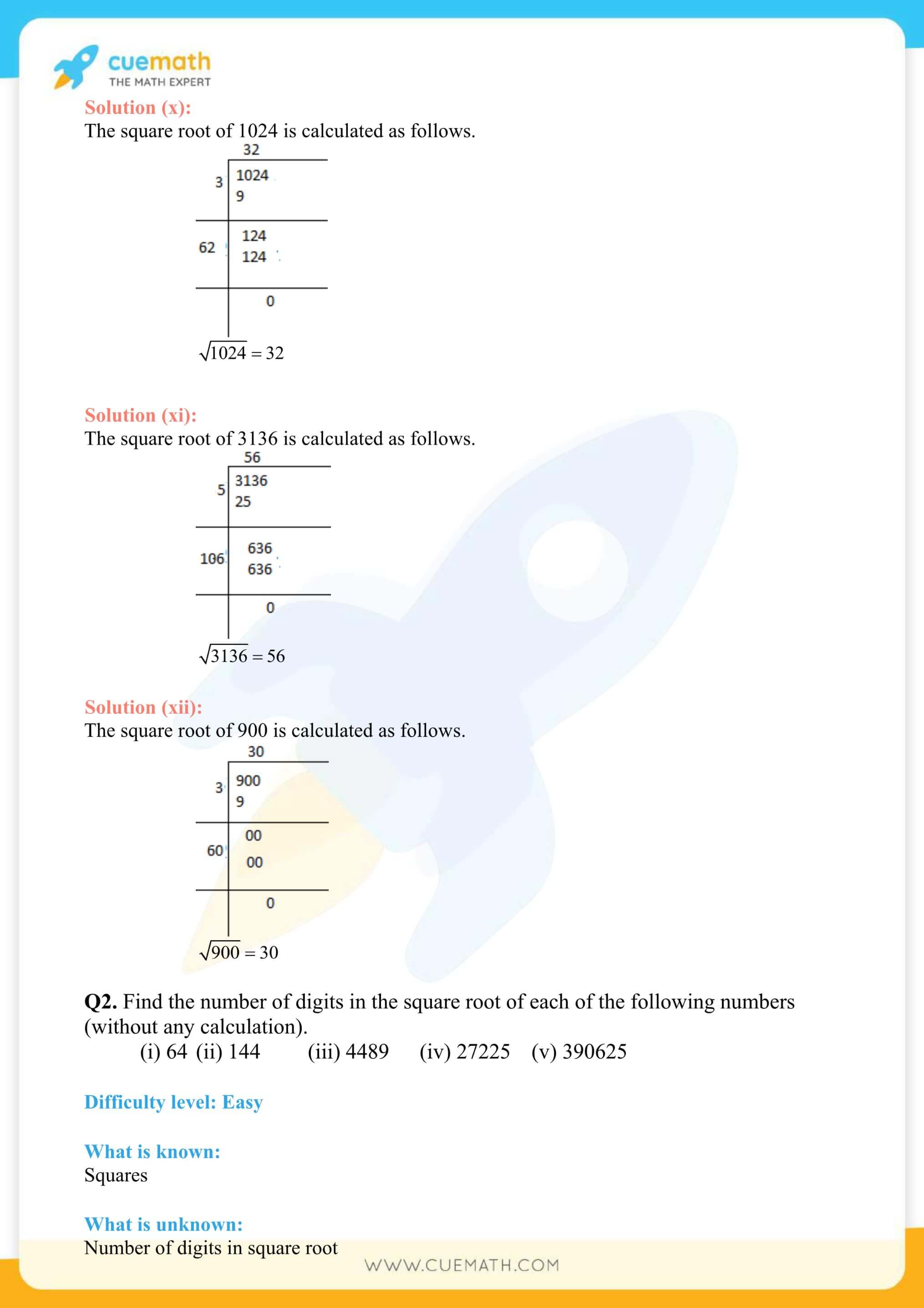 NCERT Solutions Class 8 Math Chapter 6 Squares And Square Roots 32