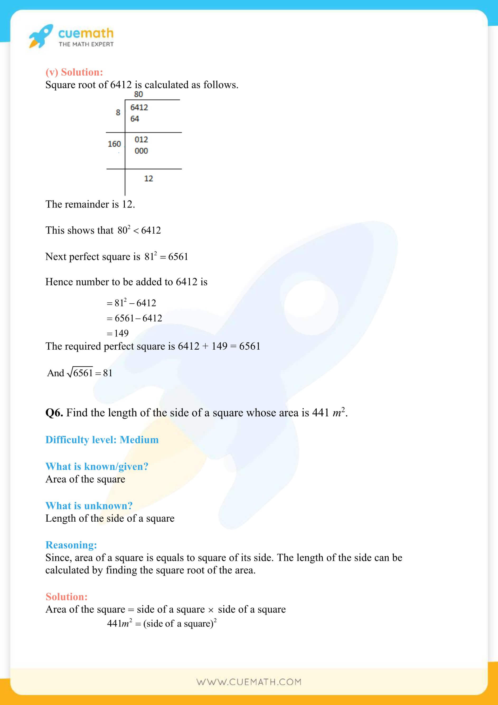 NCERT Solutions Class 8 Math Chapter 6 Squares And Square Roots 40