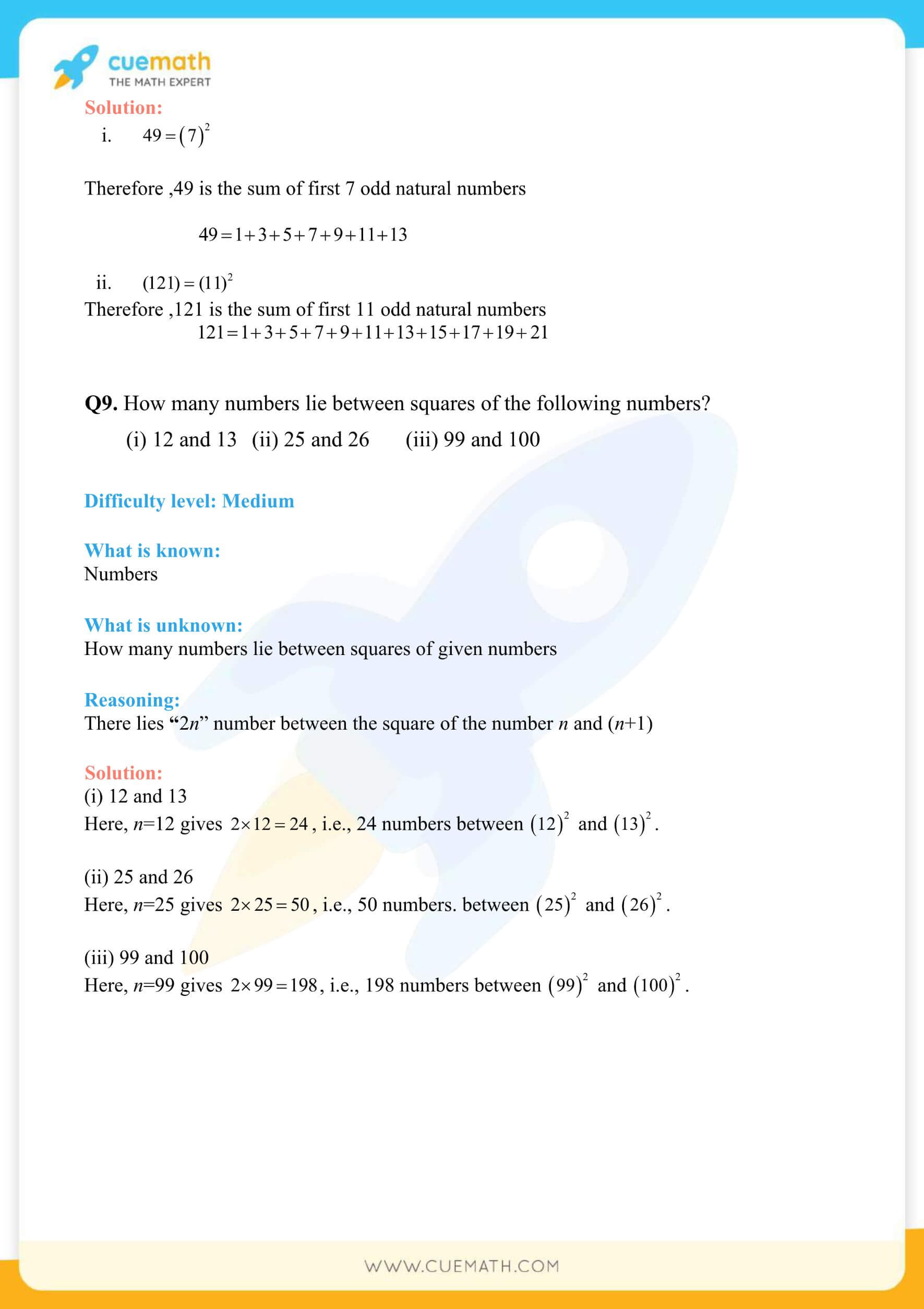 NCERT Solutions Class 8 Math Chapter 6 Squares And Square Roots 7