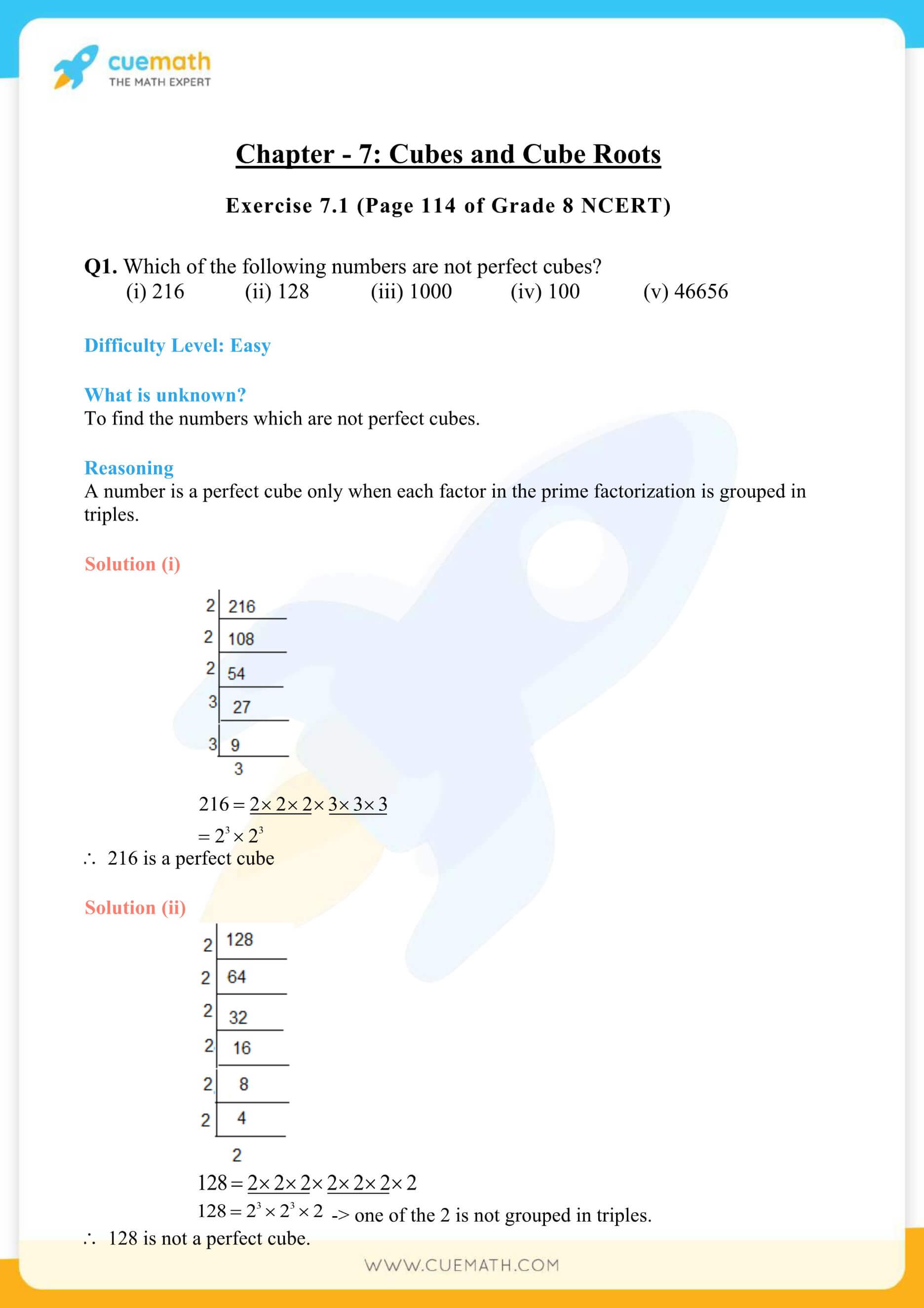 NCERT Solutions Class 8 Maths Chapter 7 Cubes And Cube Roots