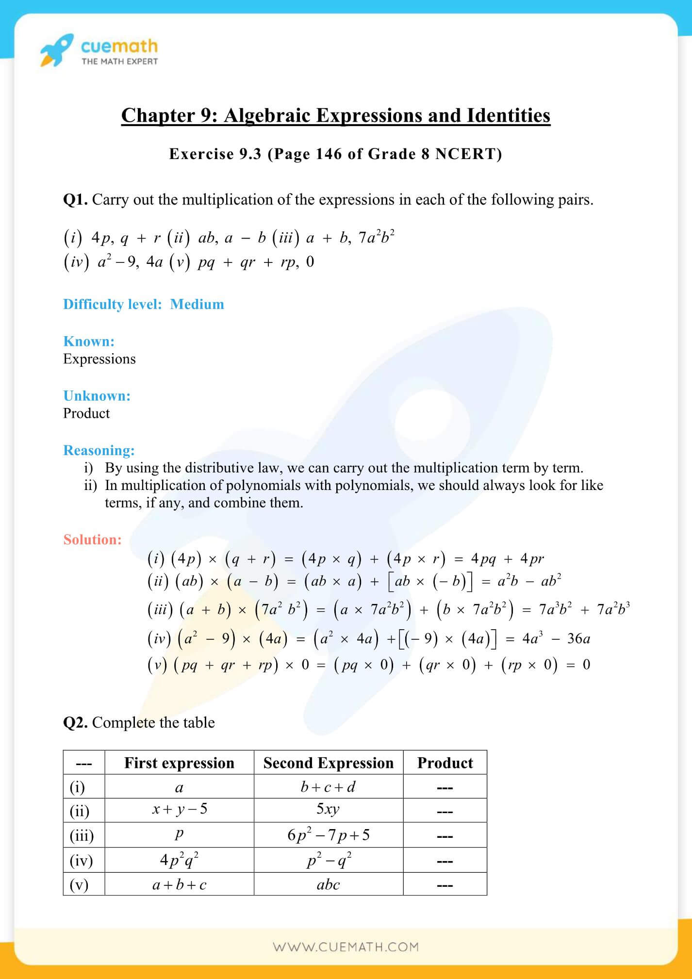 NCERT Solutions Class 8 Math Chapter 9 Algebraic Expressions And Identities 10
