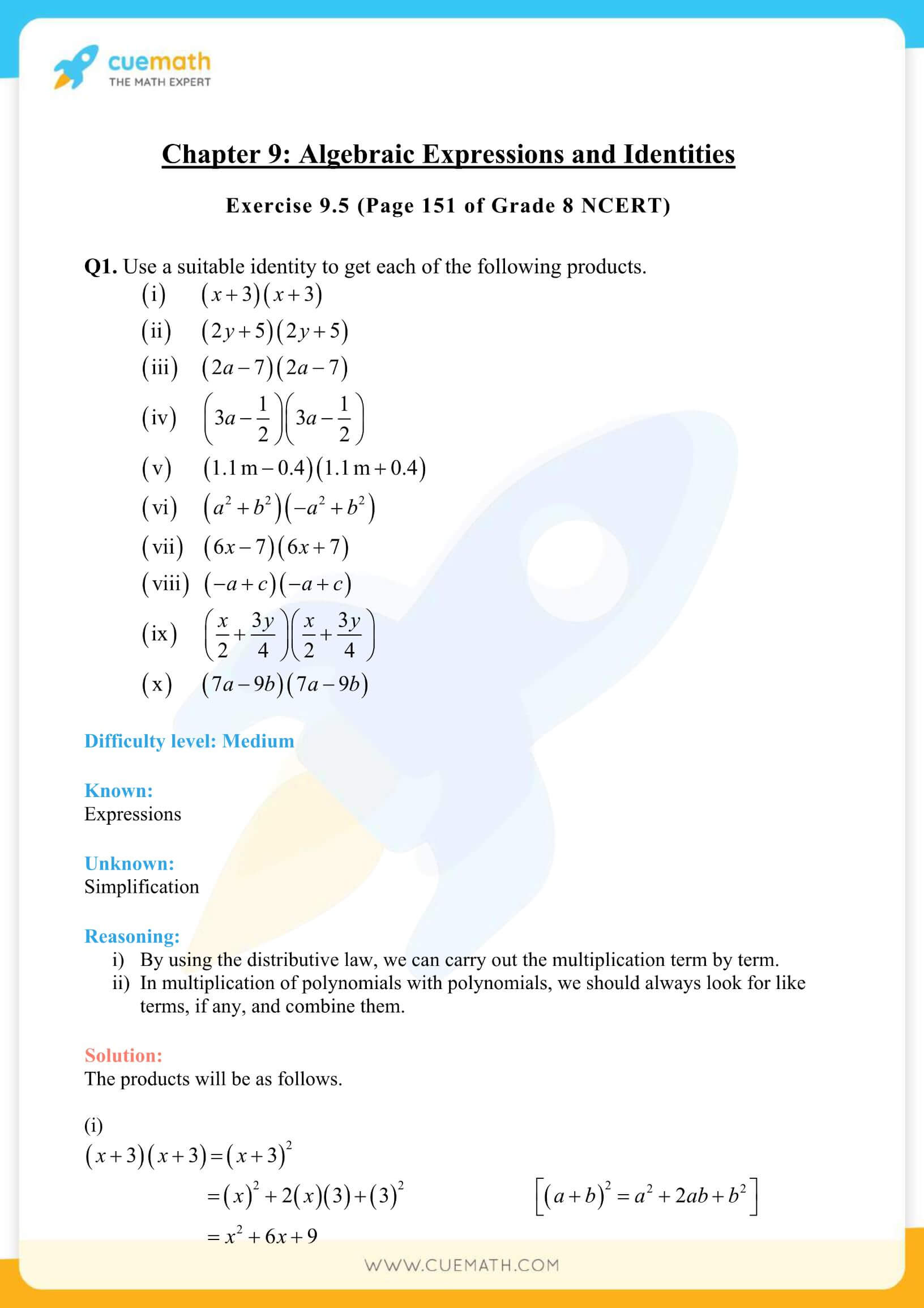 NCERT Solutions Class 8 Math Chapter 9 Algebraic Expressions And Identities 20