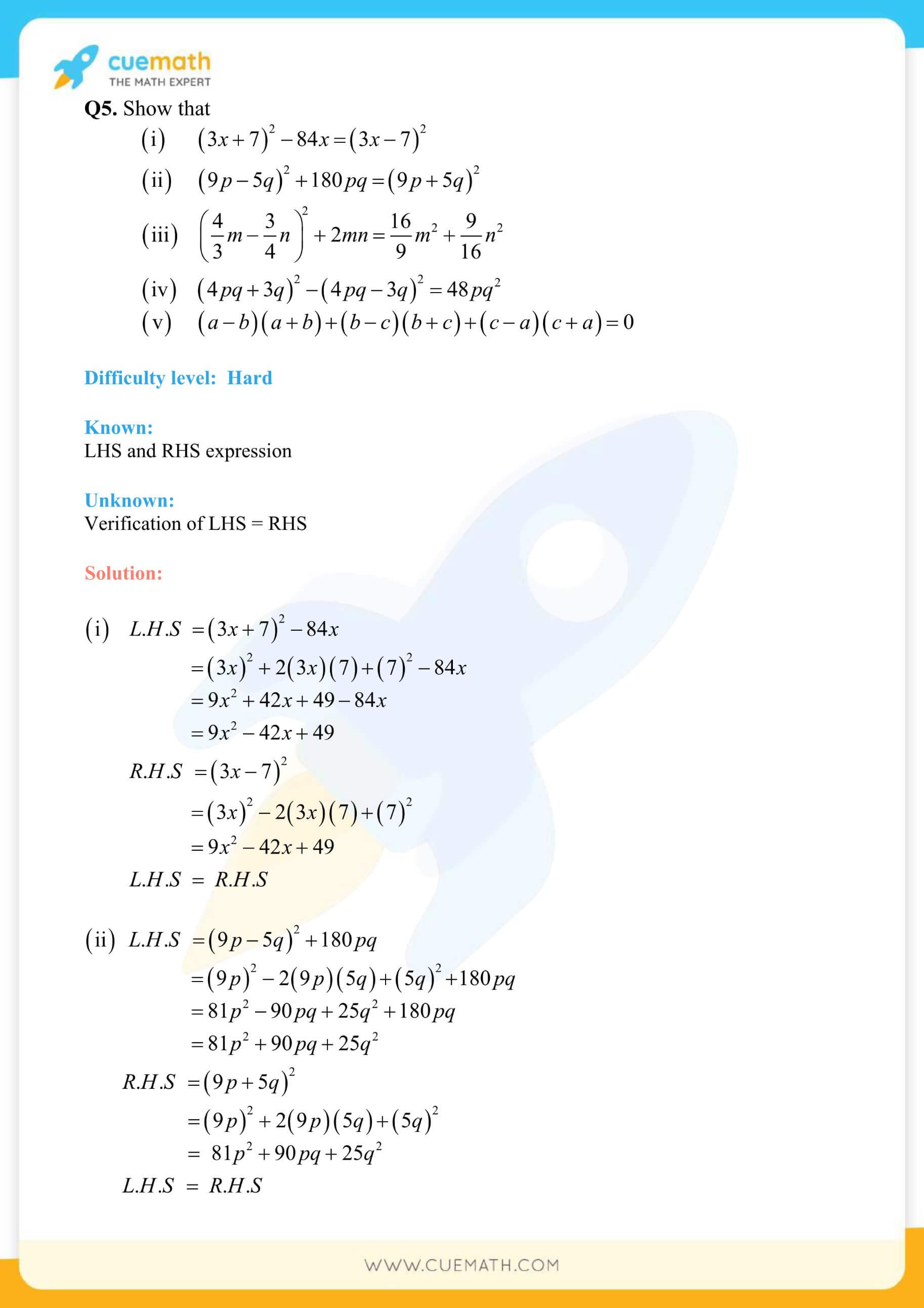 NCERT Solutions Class 8 Maths Chapter 9 Exercise 9 5 Algebraic 