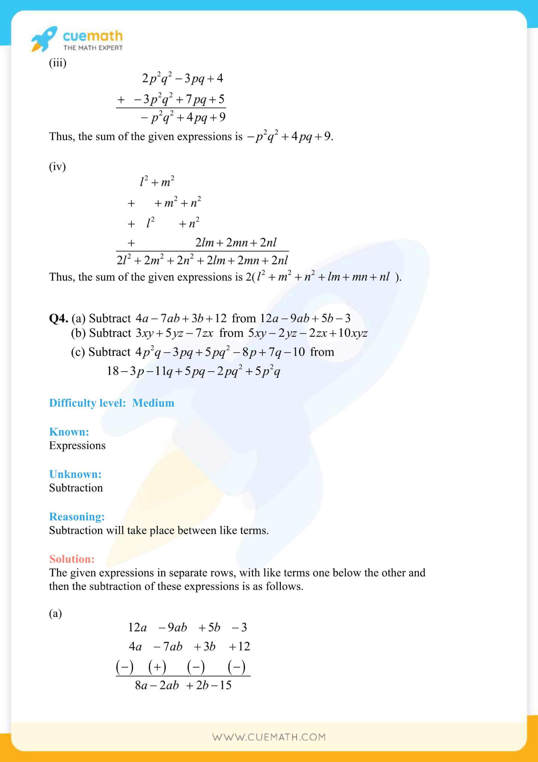 NCERT Solutions Class 8 Math Chapter 9 Algebraic Expressions And Identities 4