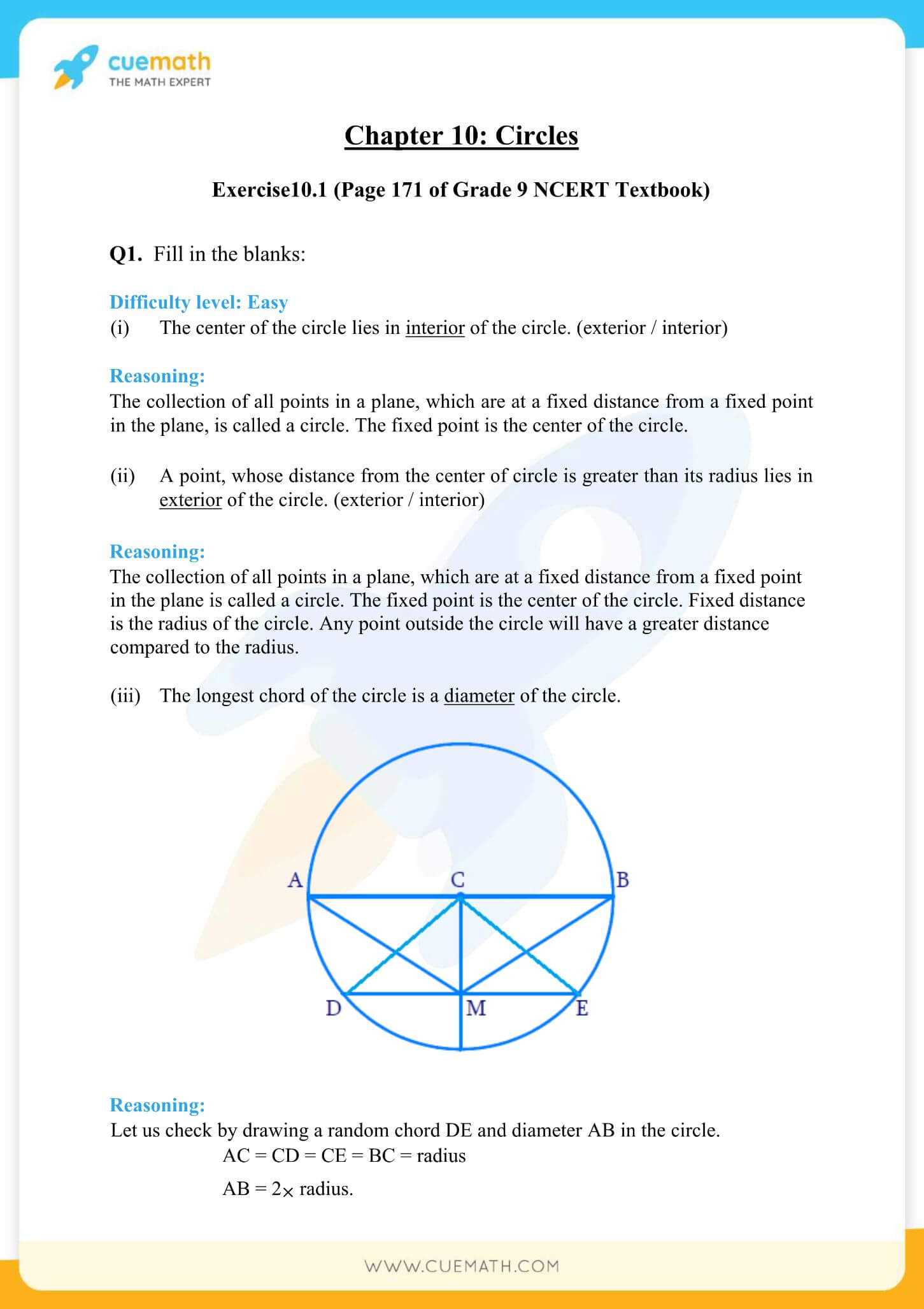 NCERT Solutions Class 9 Math Chapter 10 Circles 1