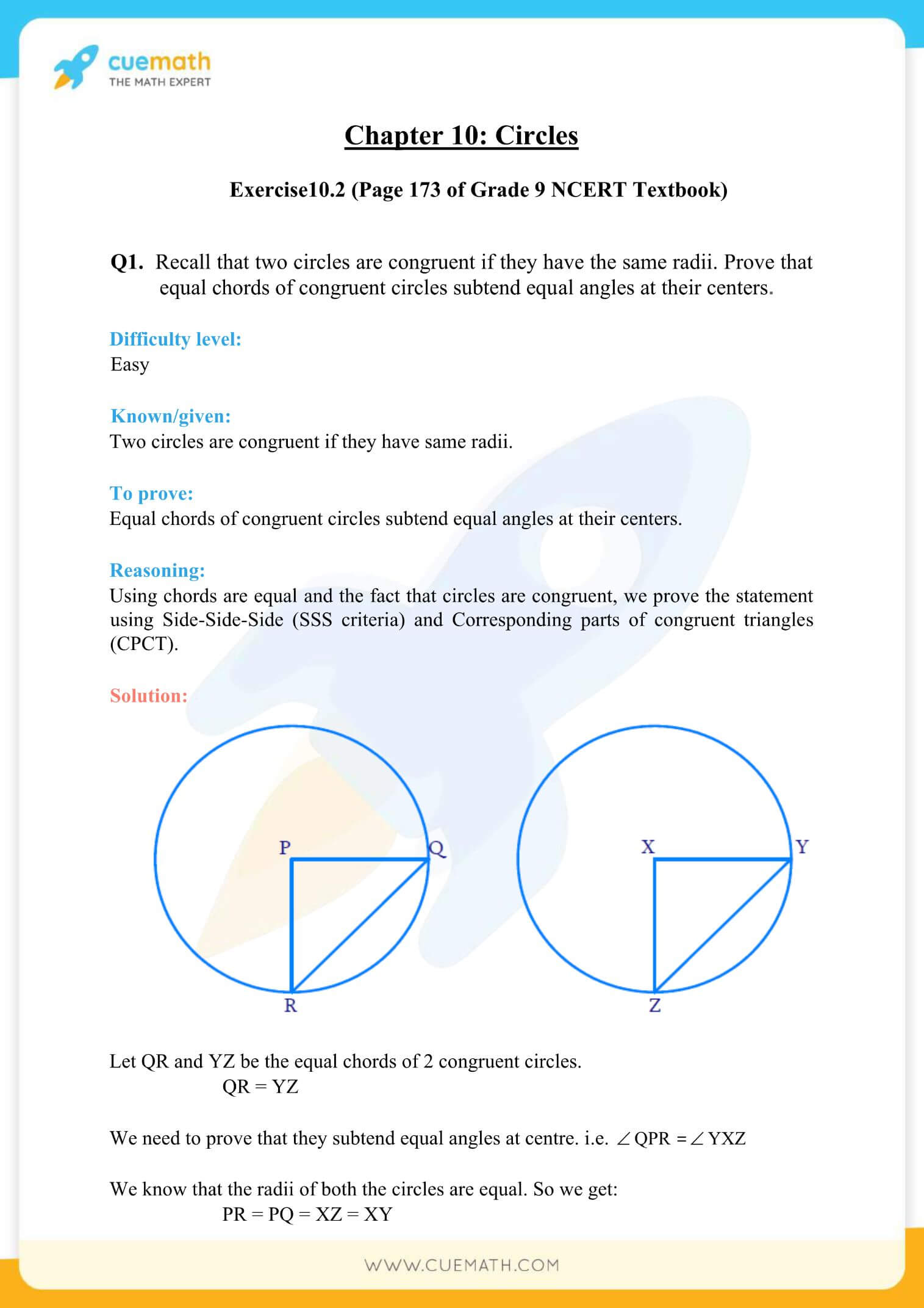 NCERT Solutions Class 9 Maths Chapter 10 Circles Free PDF Download