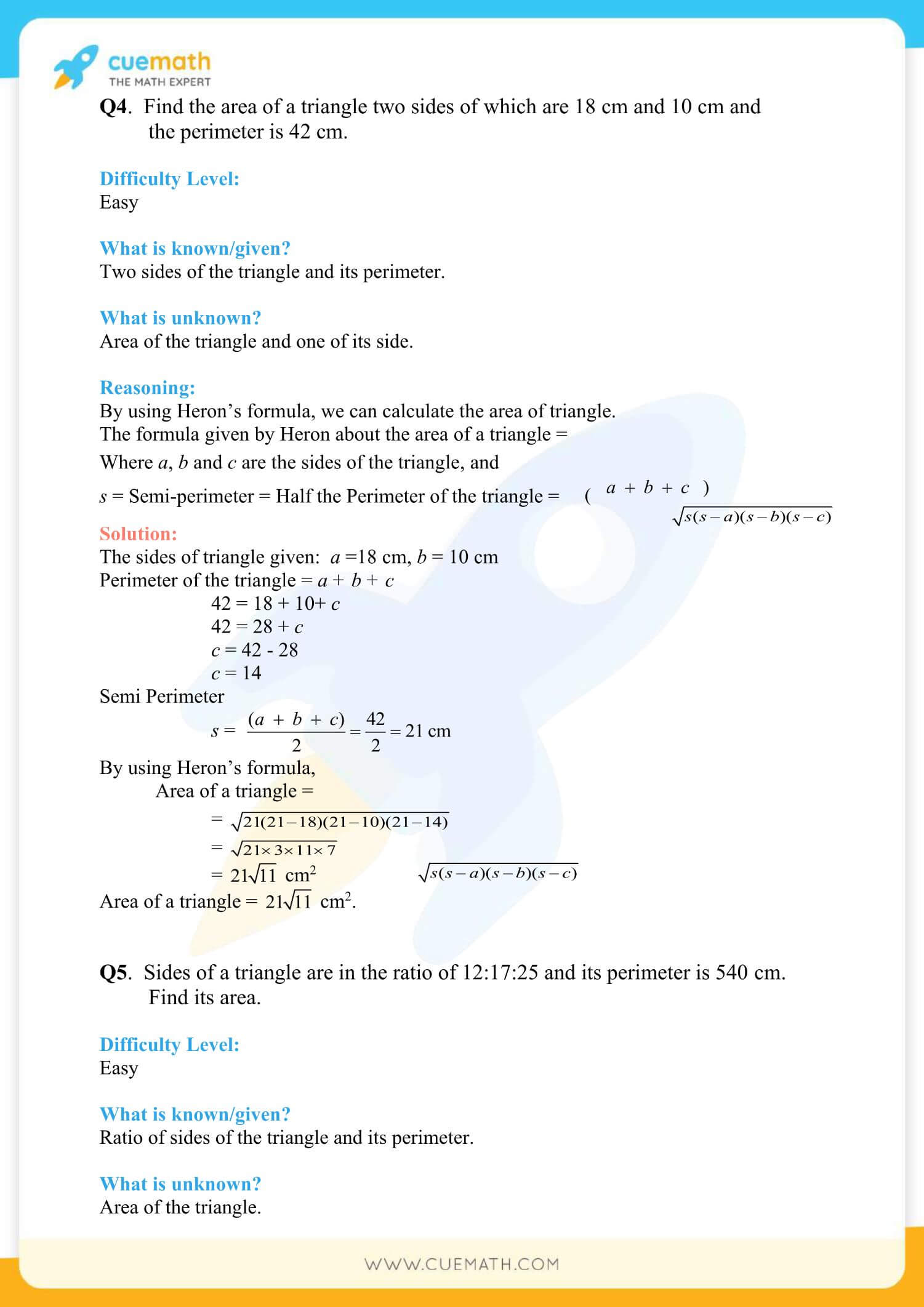 NCERT Solutions Class 9 Math Chapter 12 Exercise 12.1 5