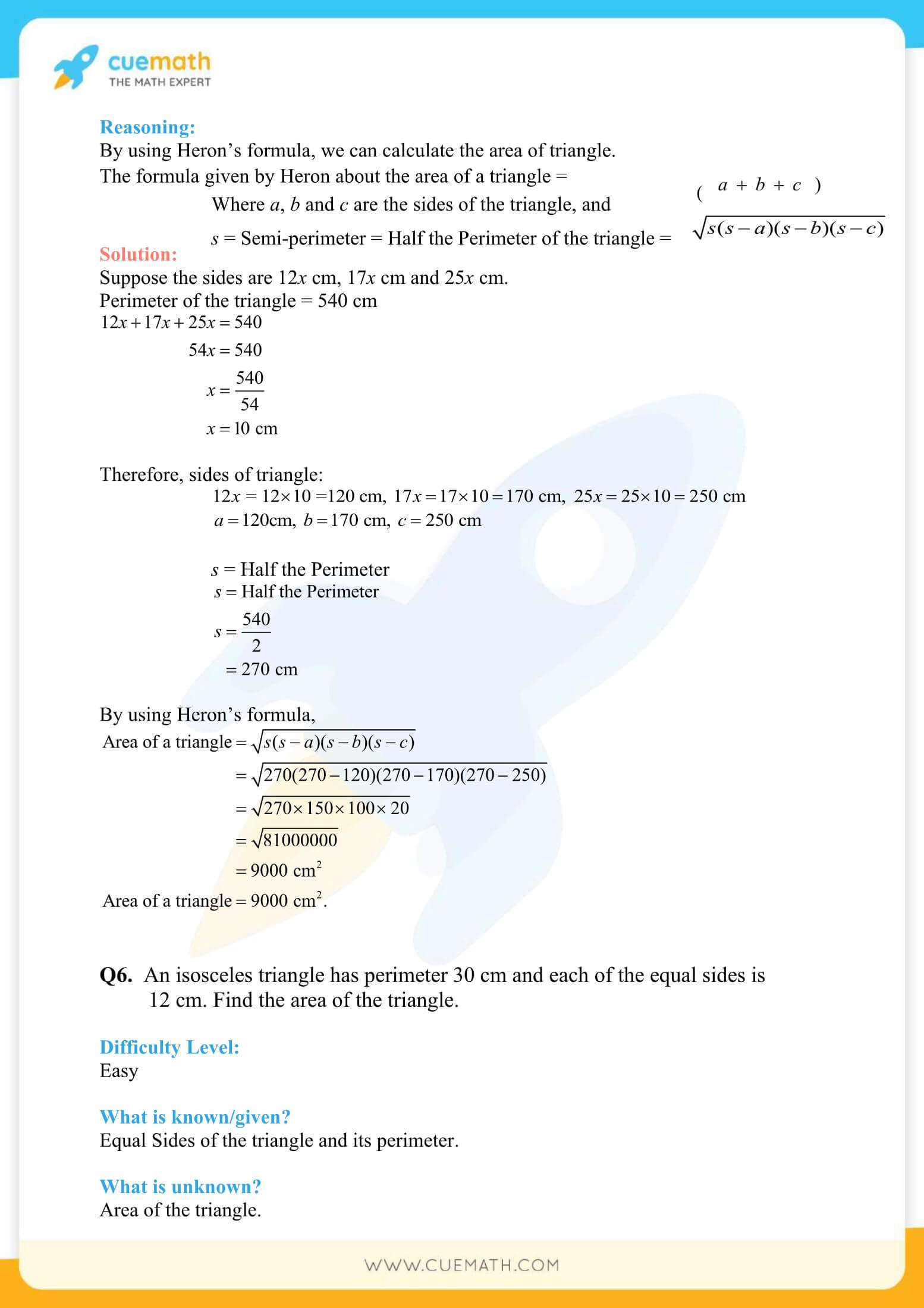 NCERT Solutions Class 9 Math Chapter 12 Exercise 12.1 6