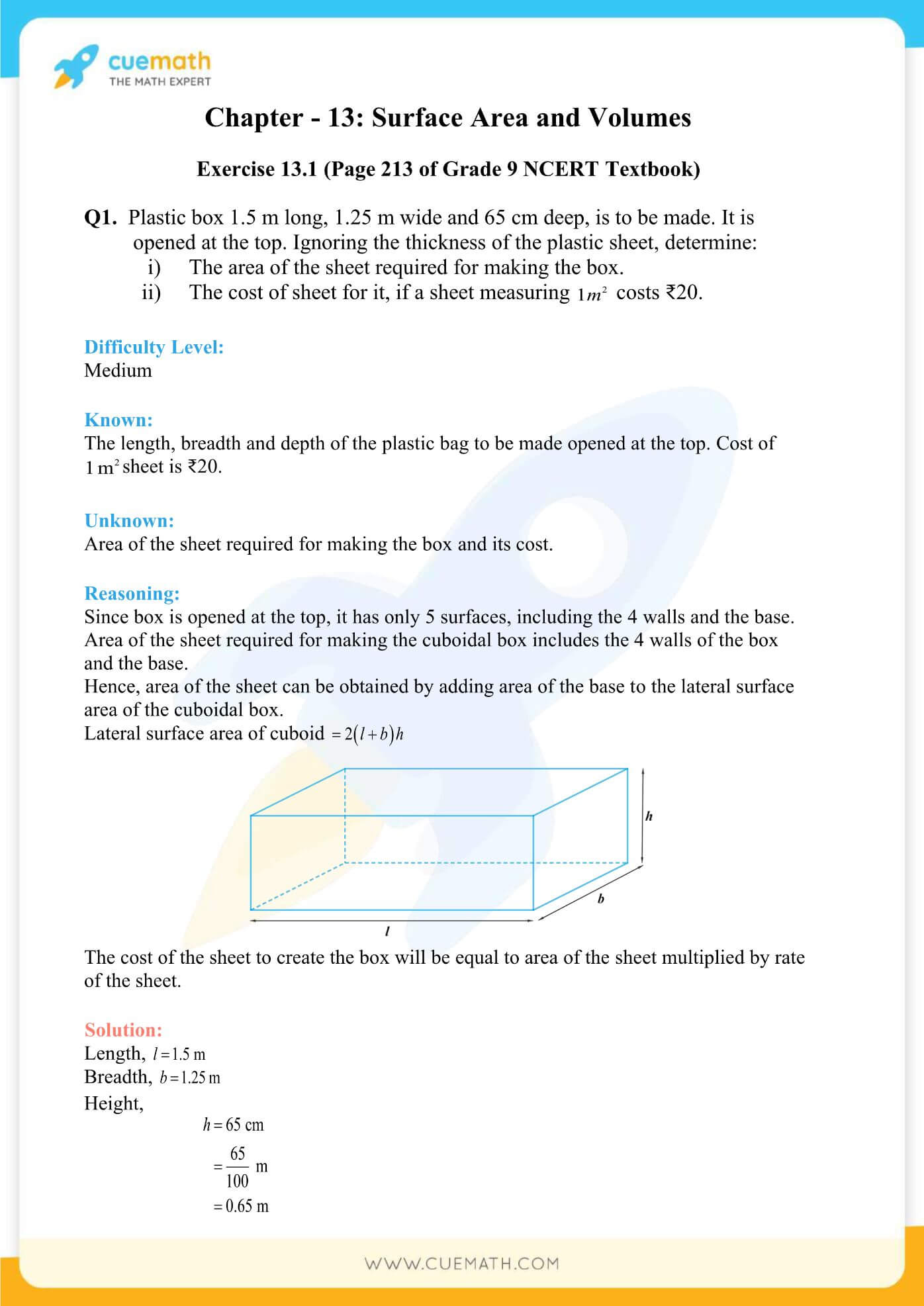 NCERT Solutions Class 9 Math Chapter 13 Exercise 13.1 1