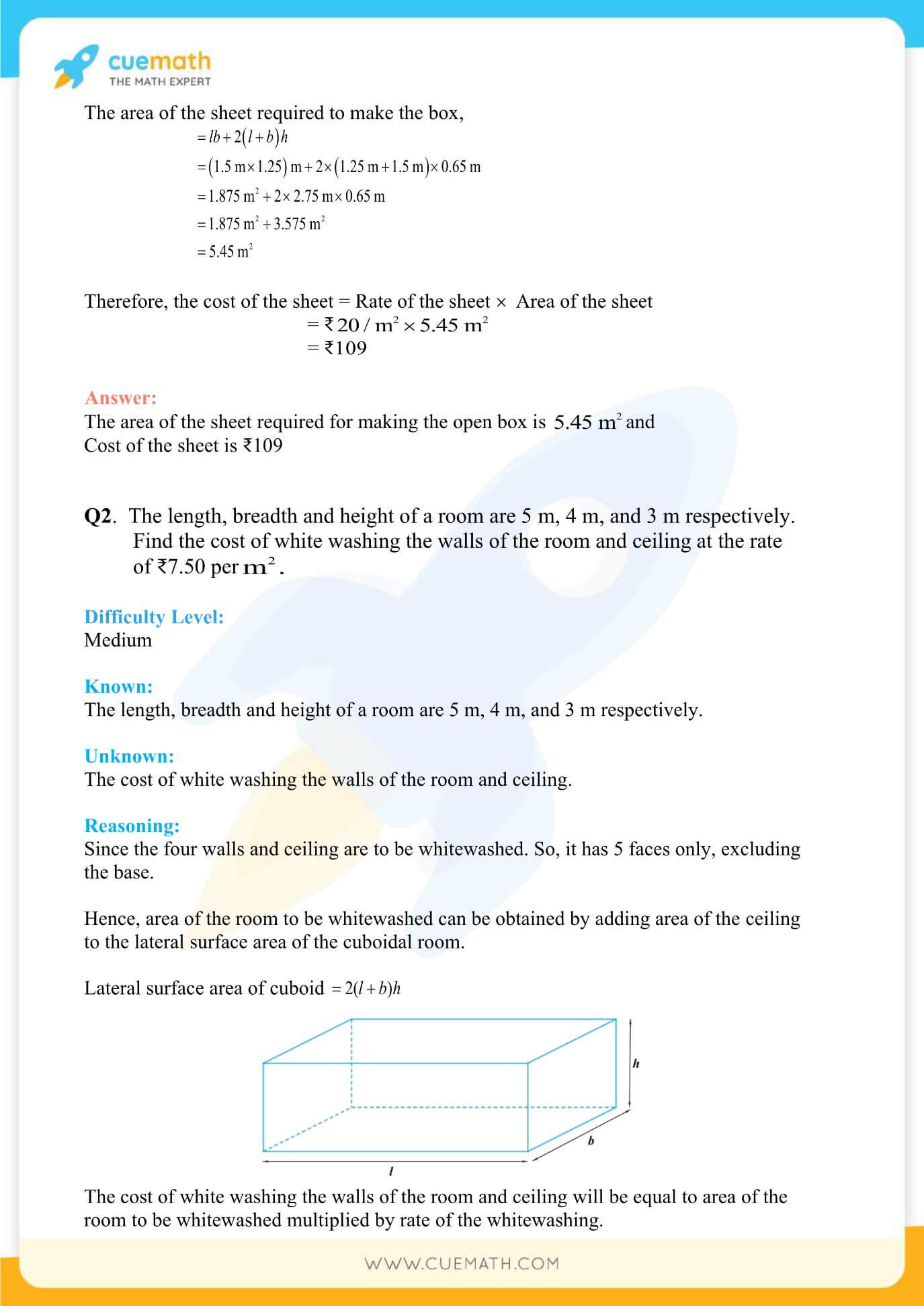 case study questions on surface area and volume class 9