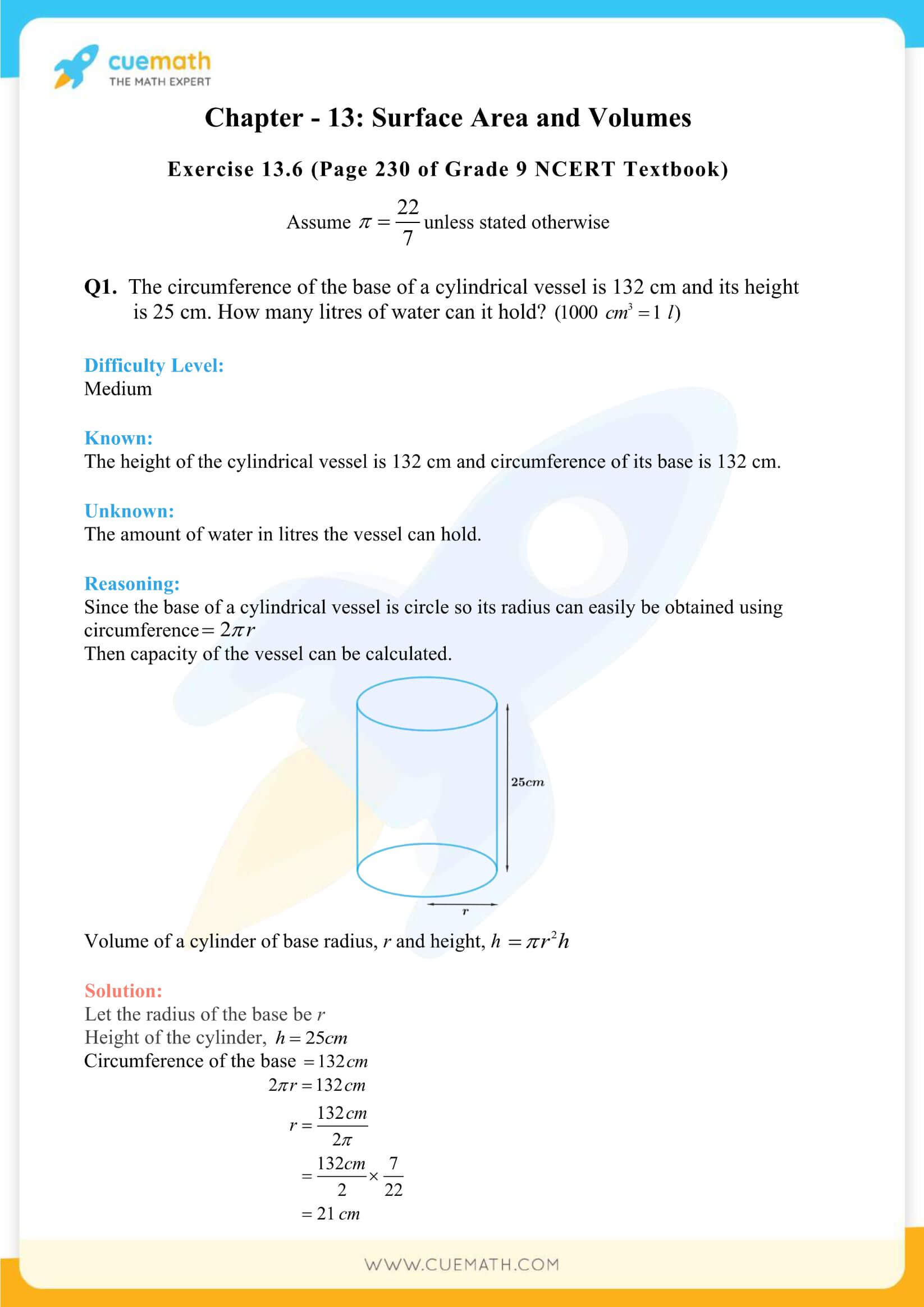 NCERT Solutions Class 9 Math Chapter 13 Surface Area And Volumes 56