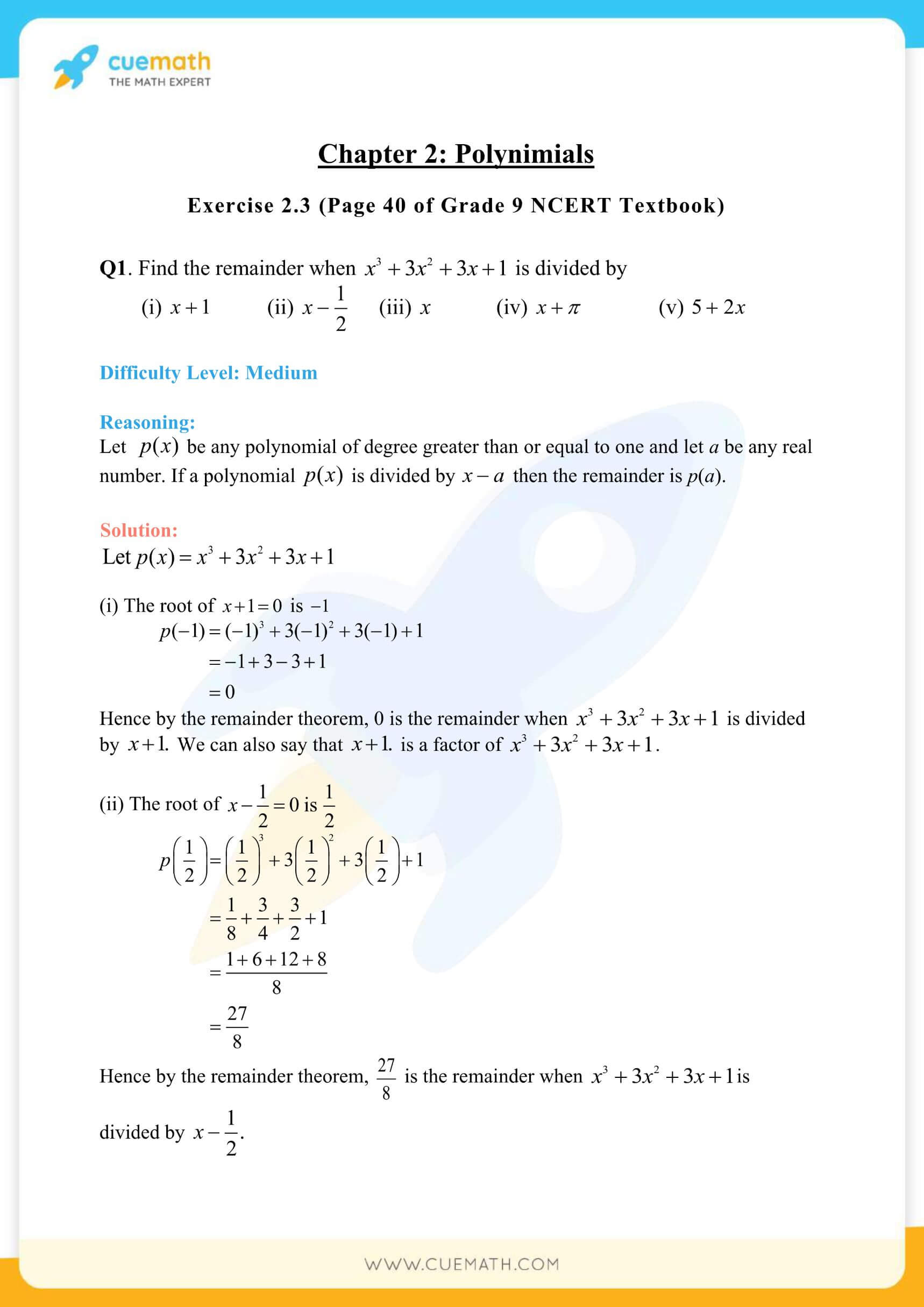 NCERT Solutions Class 9 Math Chapter 2 Polynomials 10
