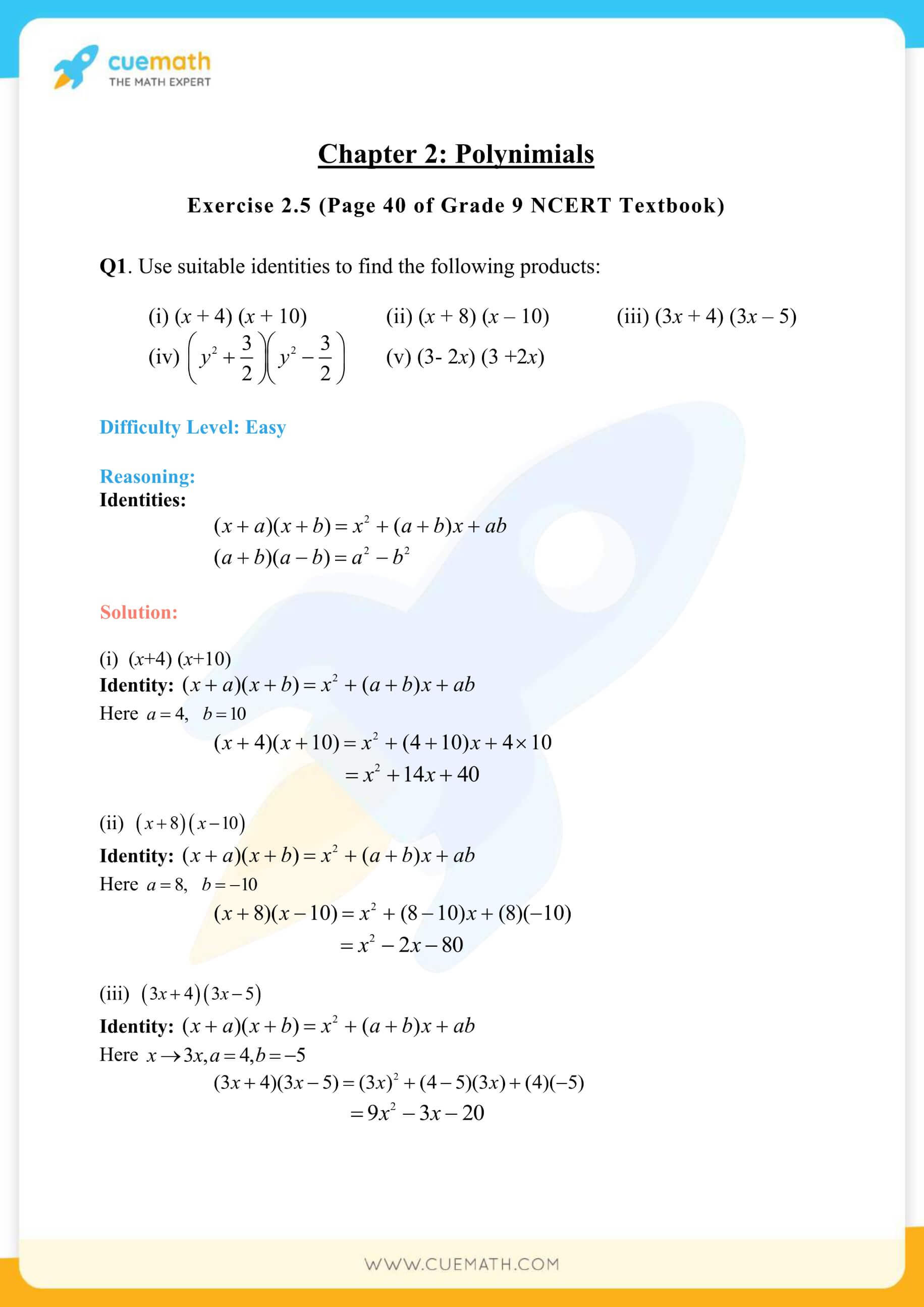 NCERT Solutions Class Exercise 2.5 22