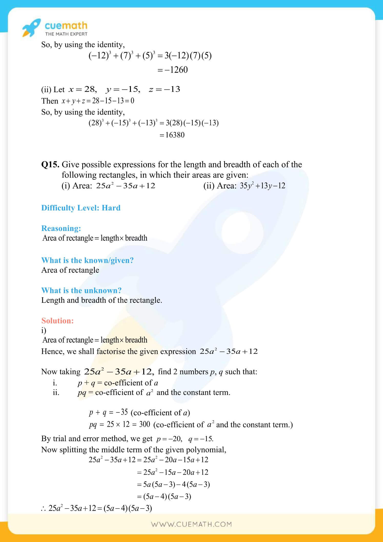 NCERT Solutions Class Exercise 2.5 33