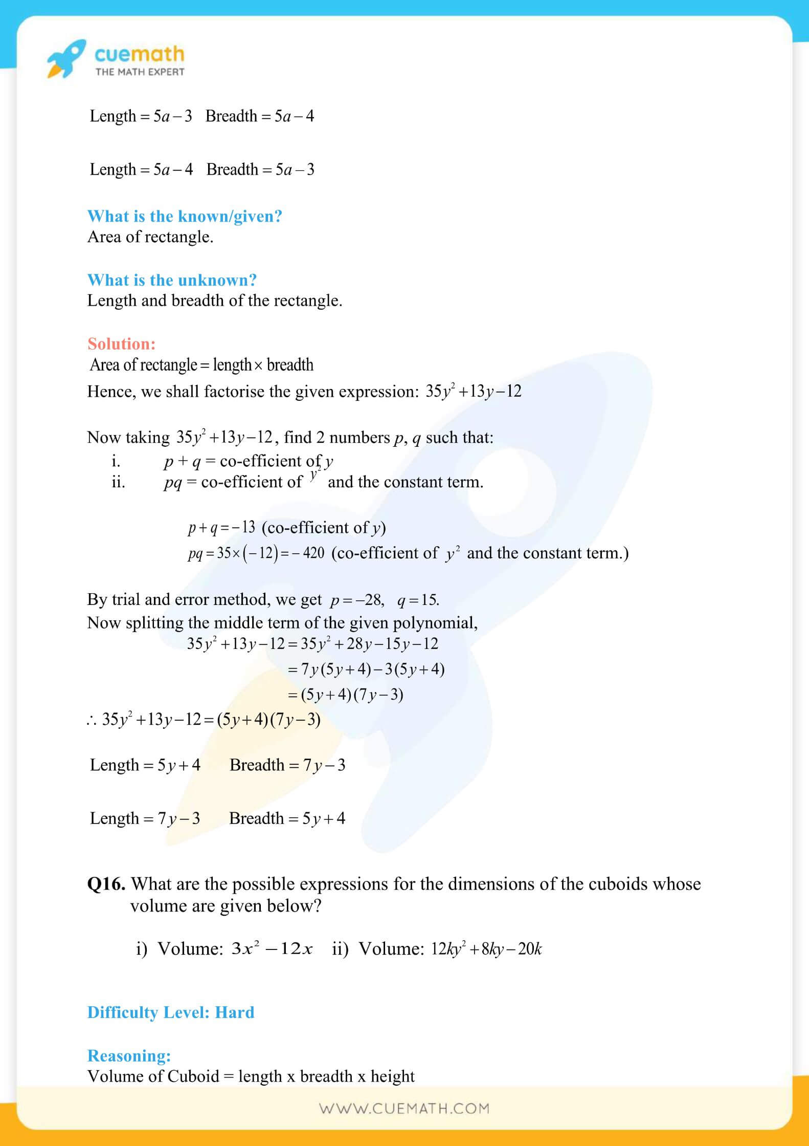 NCERT Solutions Class Exercise 2.5 34