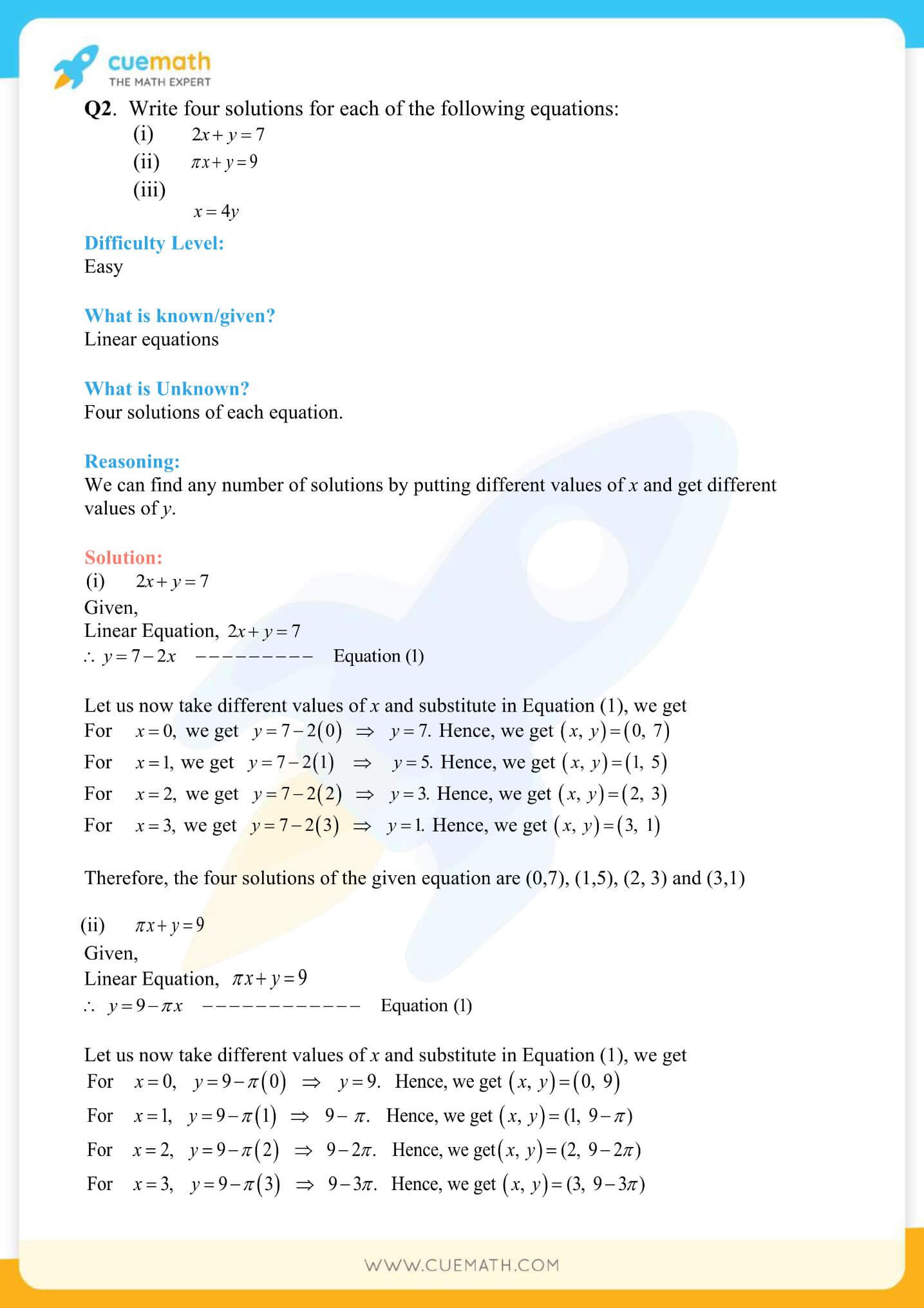 NCERT Solutions Class 9 Math Chapter 4 Linear Equations In Two Variables 5