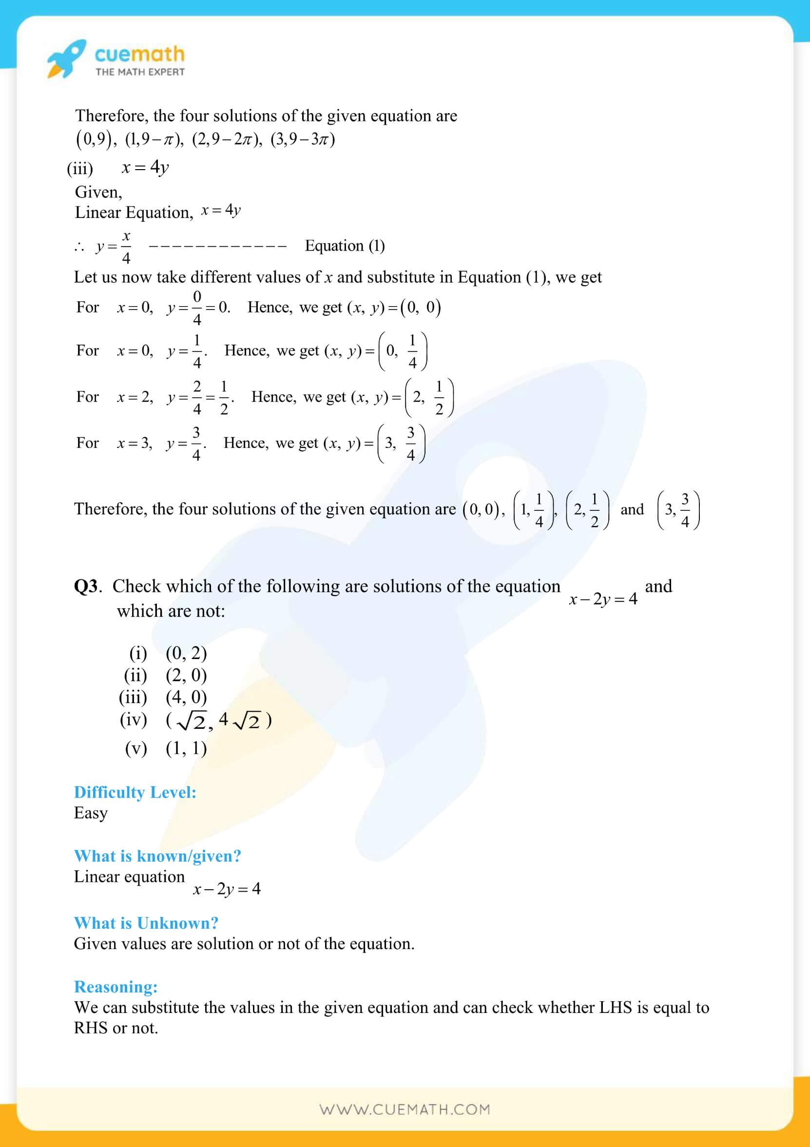 NCERT Solutions Class 9 Math Chapter 4 Linear Equations In Two Variables 6