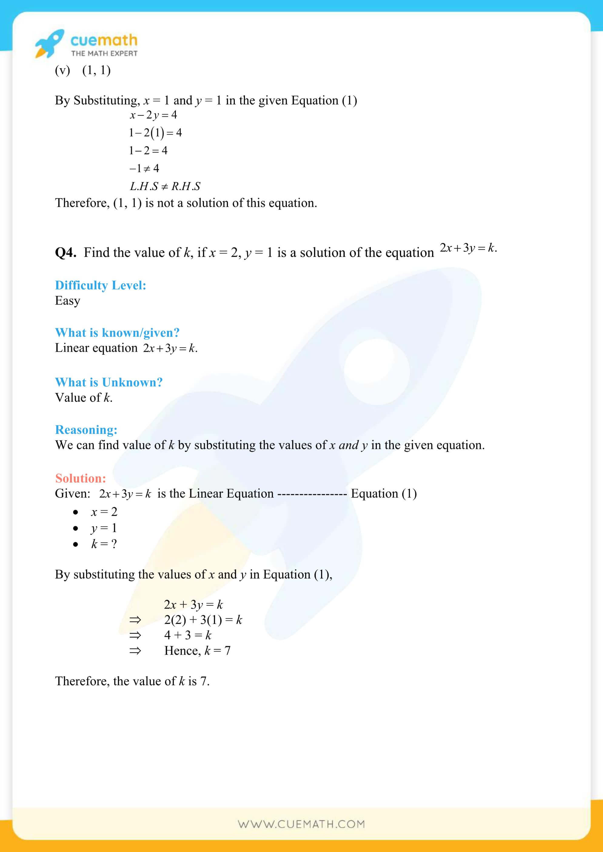 NCERT Solutions Class 9 Math Chapter 4 Linear Equations In Two Variables 8