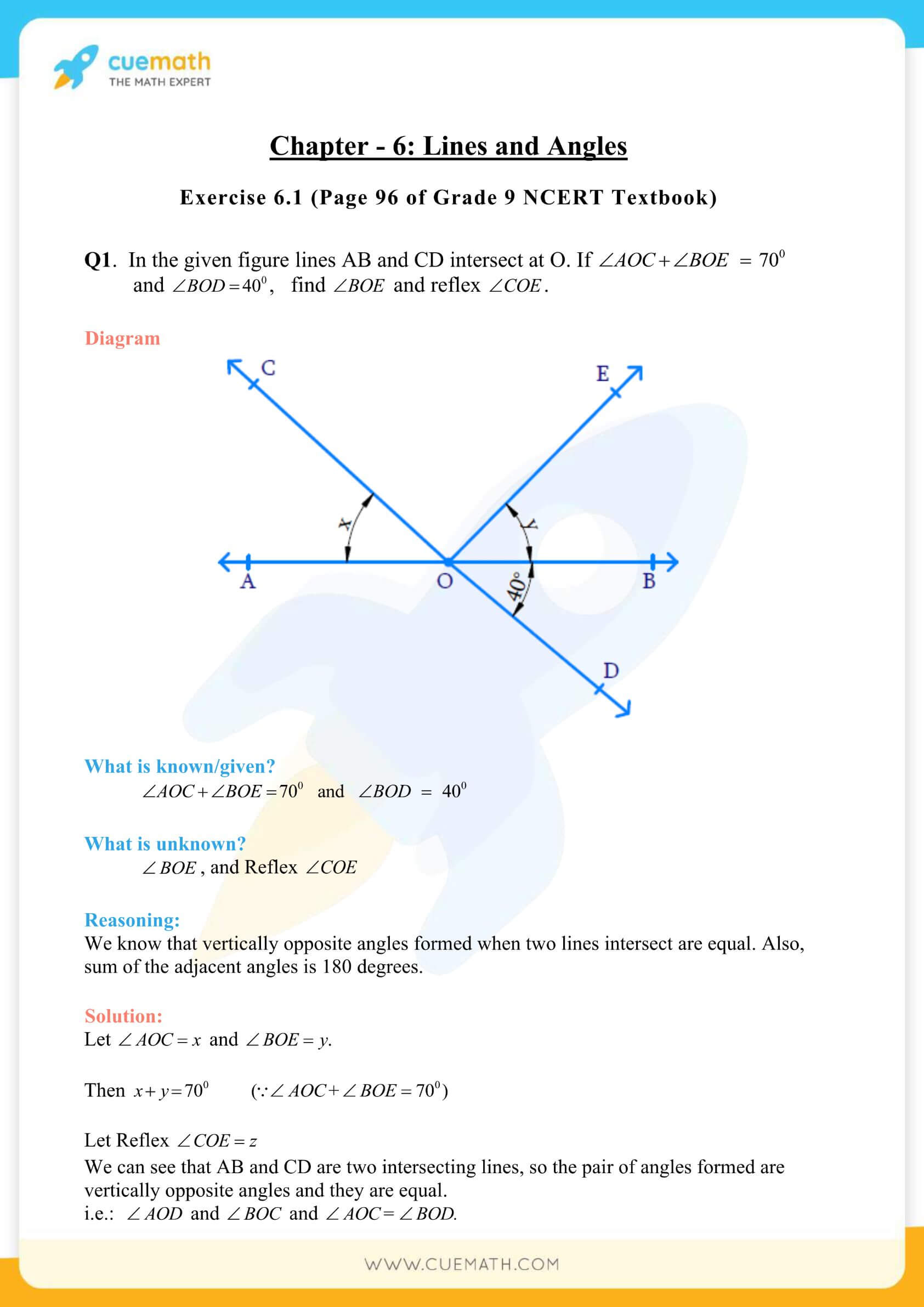 NCERT Solutions Class 9 Math Chapter 6 Lines And Angles 1