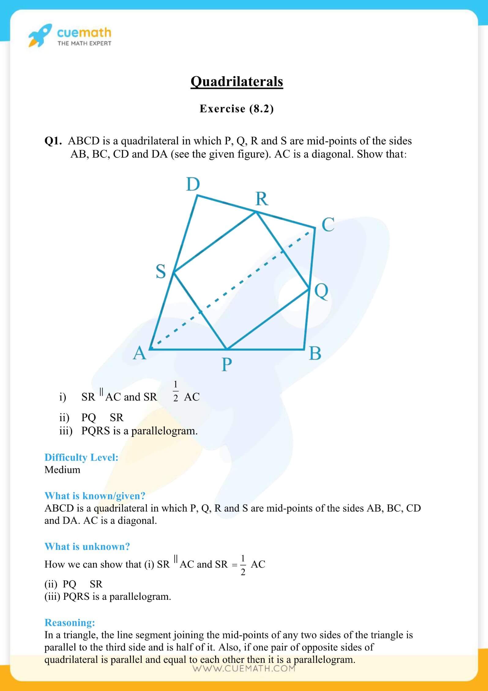 class 9 case study questions maths on quadrilaterals