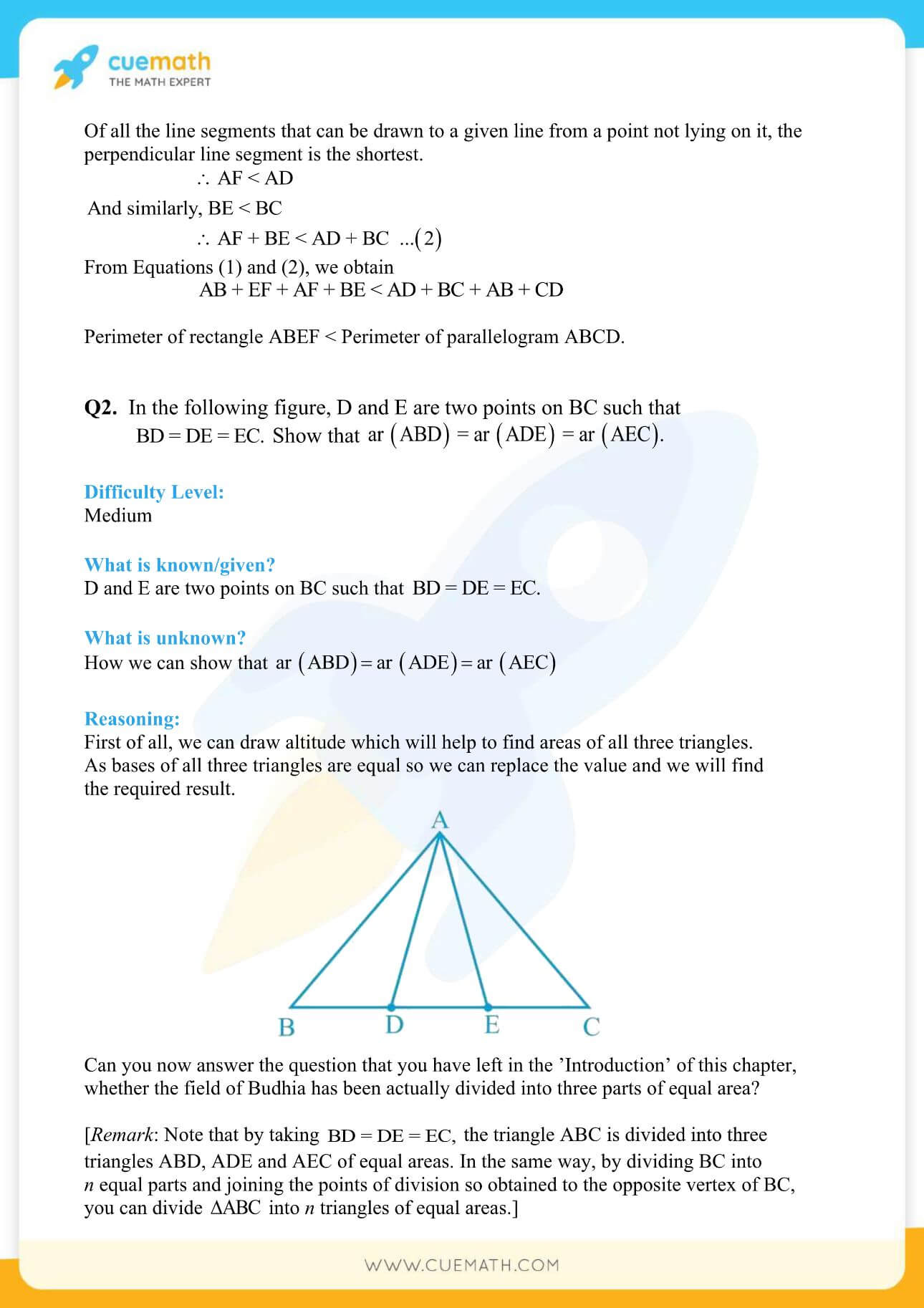 NCERT Solutions Class 9 Maths Chapter 9 Areas Of Parallelograms And