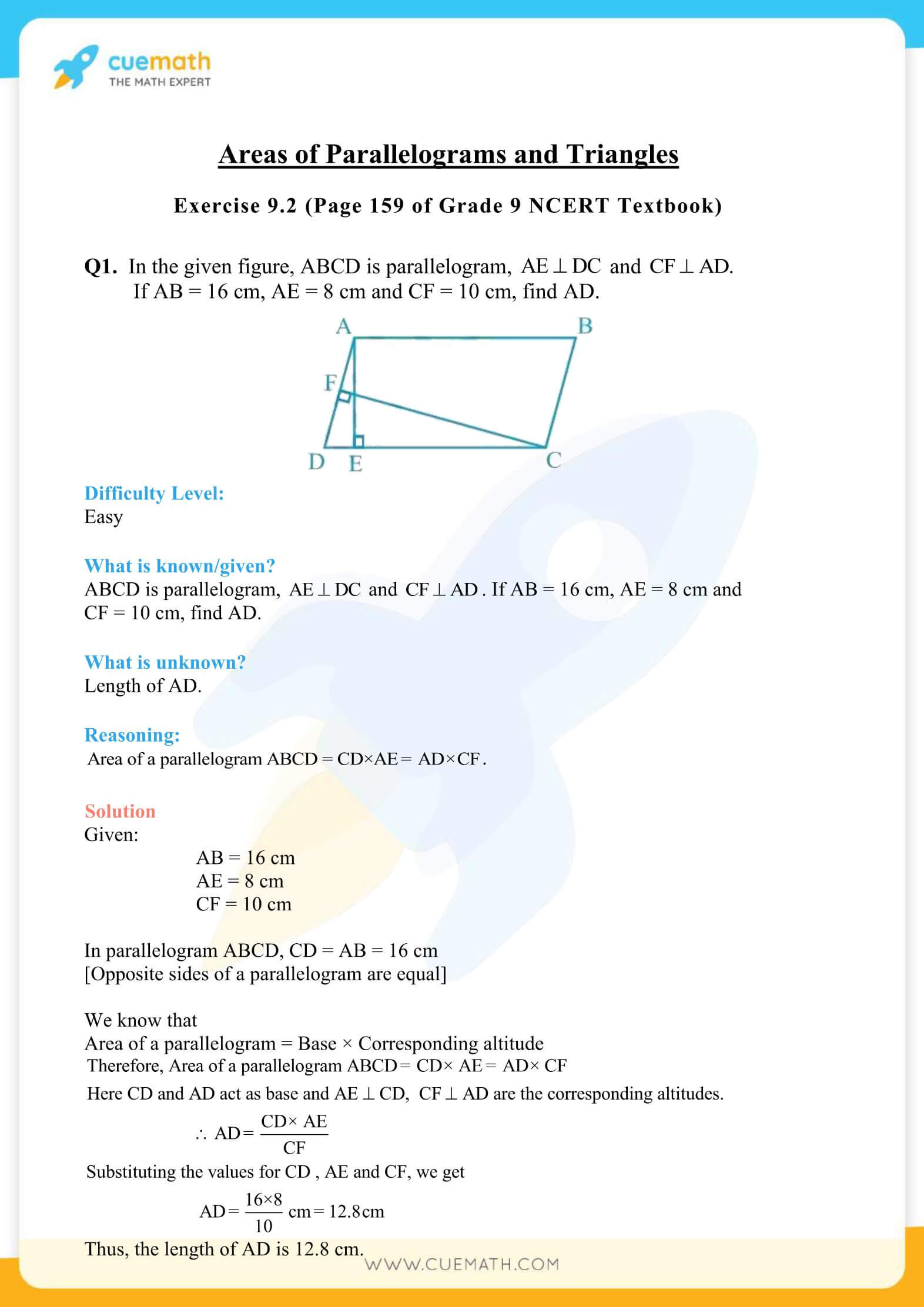 NCERT Solutions Class 9 Math Chapter 9 Areas Of Parallelograms And Triangles 4